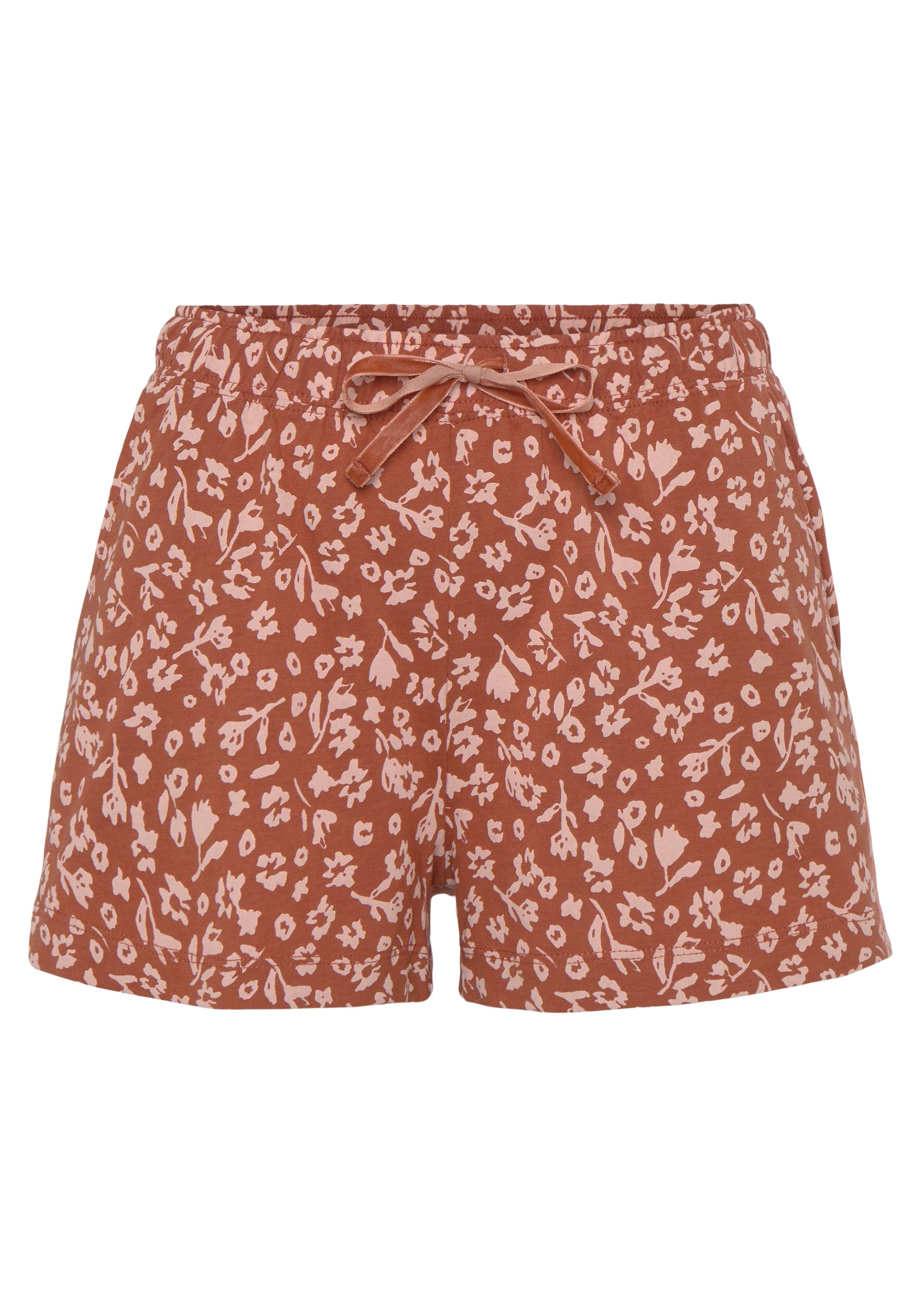 Vivance Dreams Pyjamashorts terracotta-geblümt