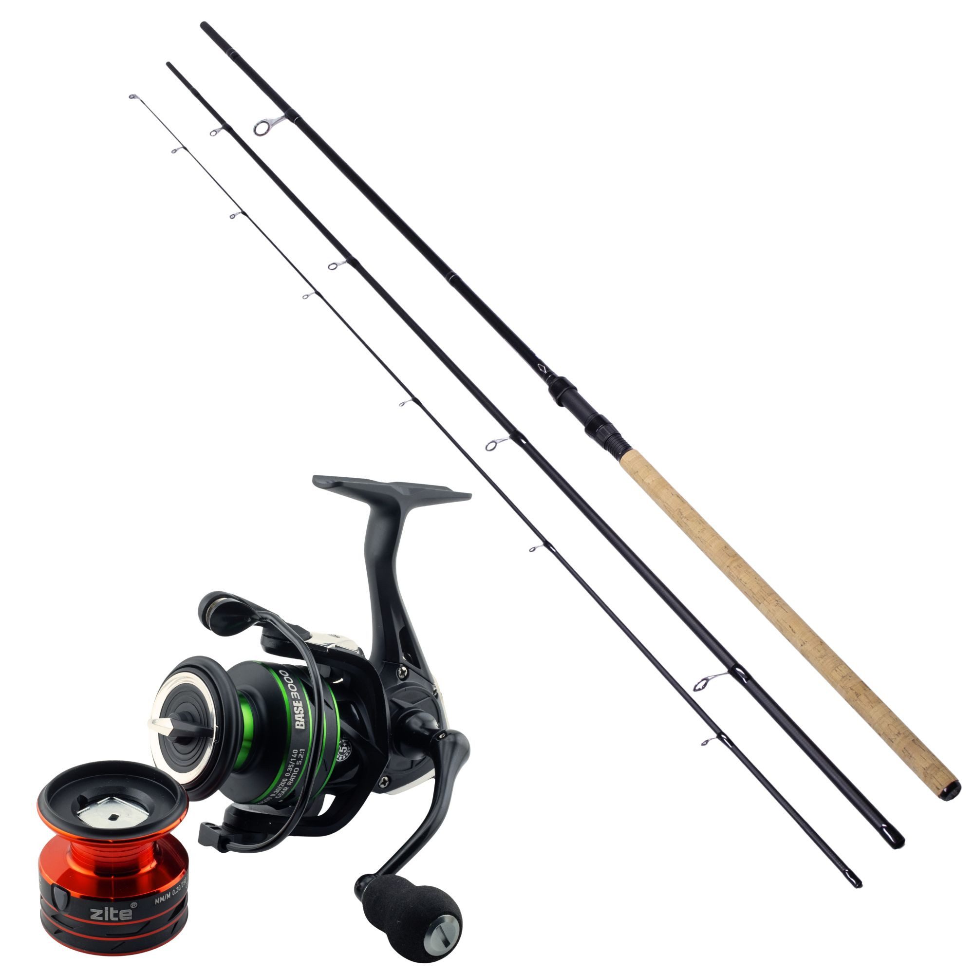Zite Forellenrute Sbirolino Forellen Angelset Trout Rute 360cm mit Base Reel Spinnrolle, (3-tlg)