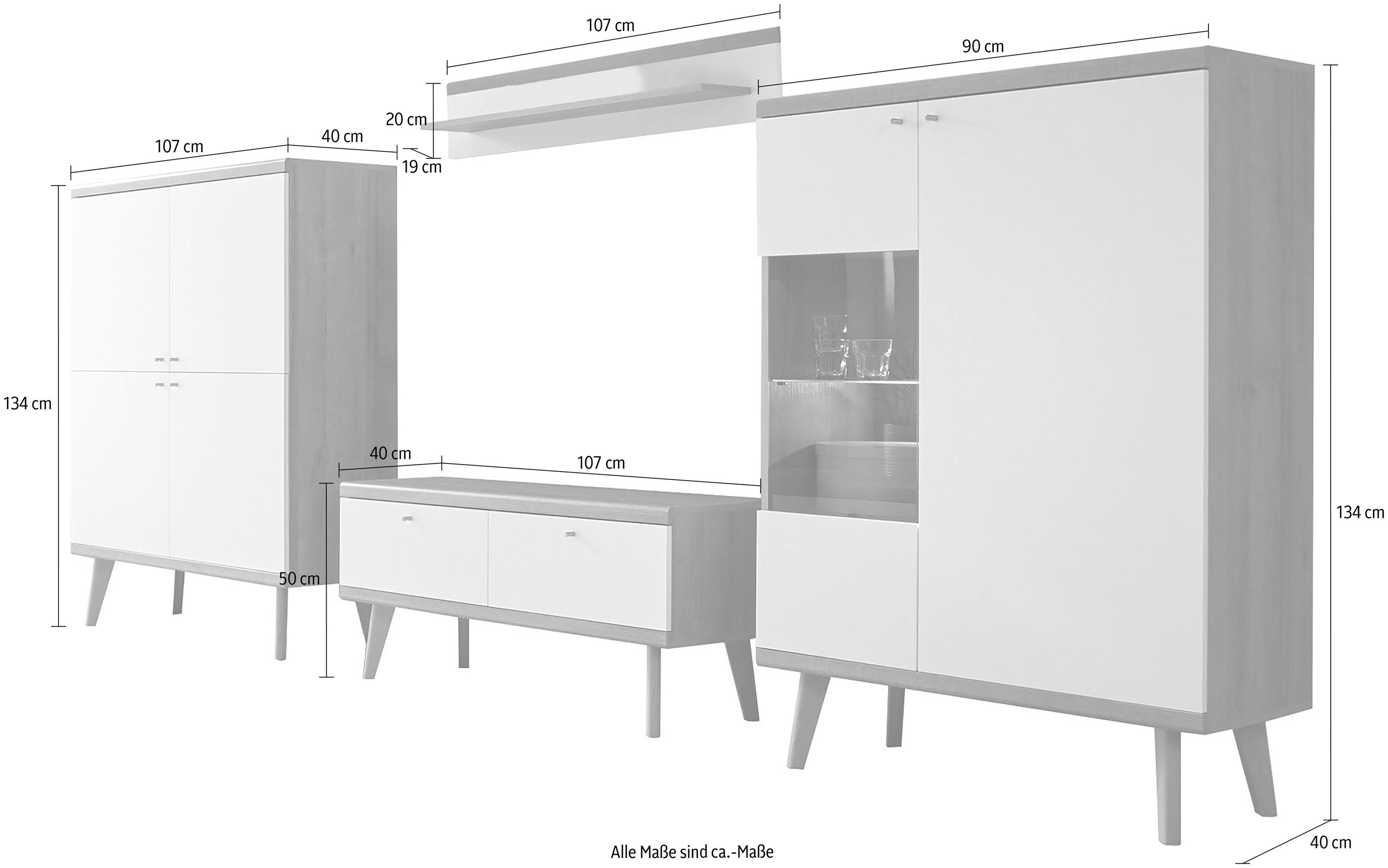 Home affaire Wohnwand Merle, (Set, 4-St)