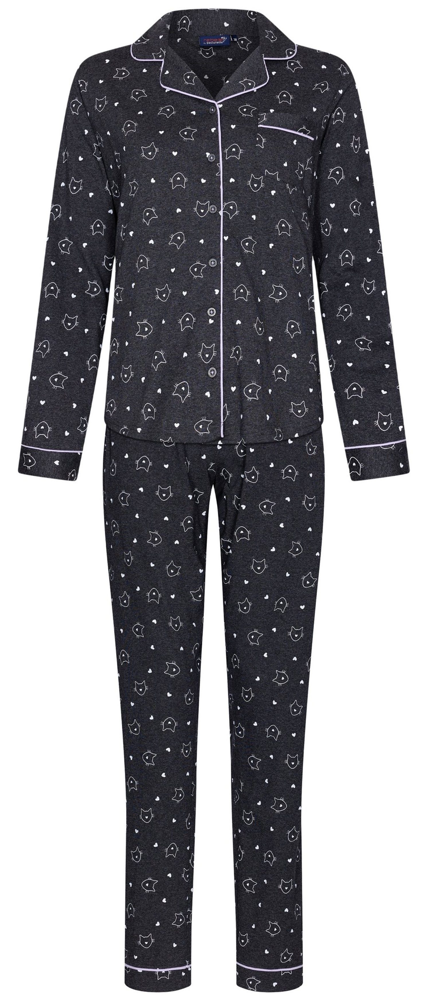 Rebelle Schlafanzug Damen Pyjama Katzen (2 günstig online kaufen