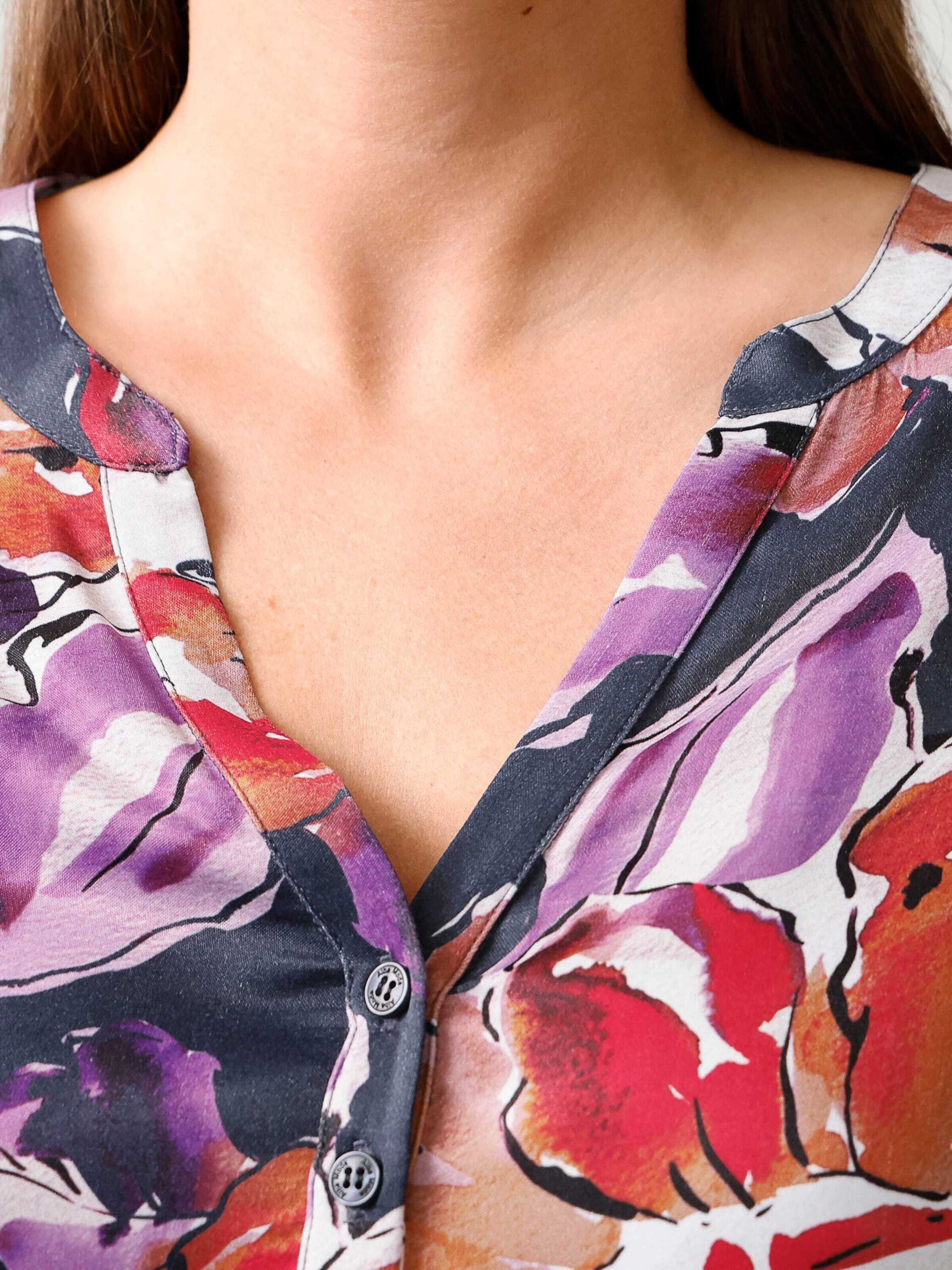 Alba Moda Langarmbluse Longbluse mit floralem Print