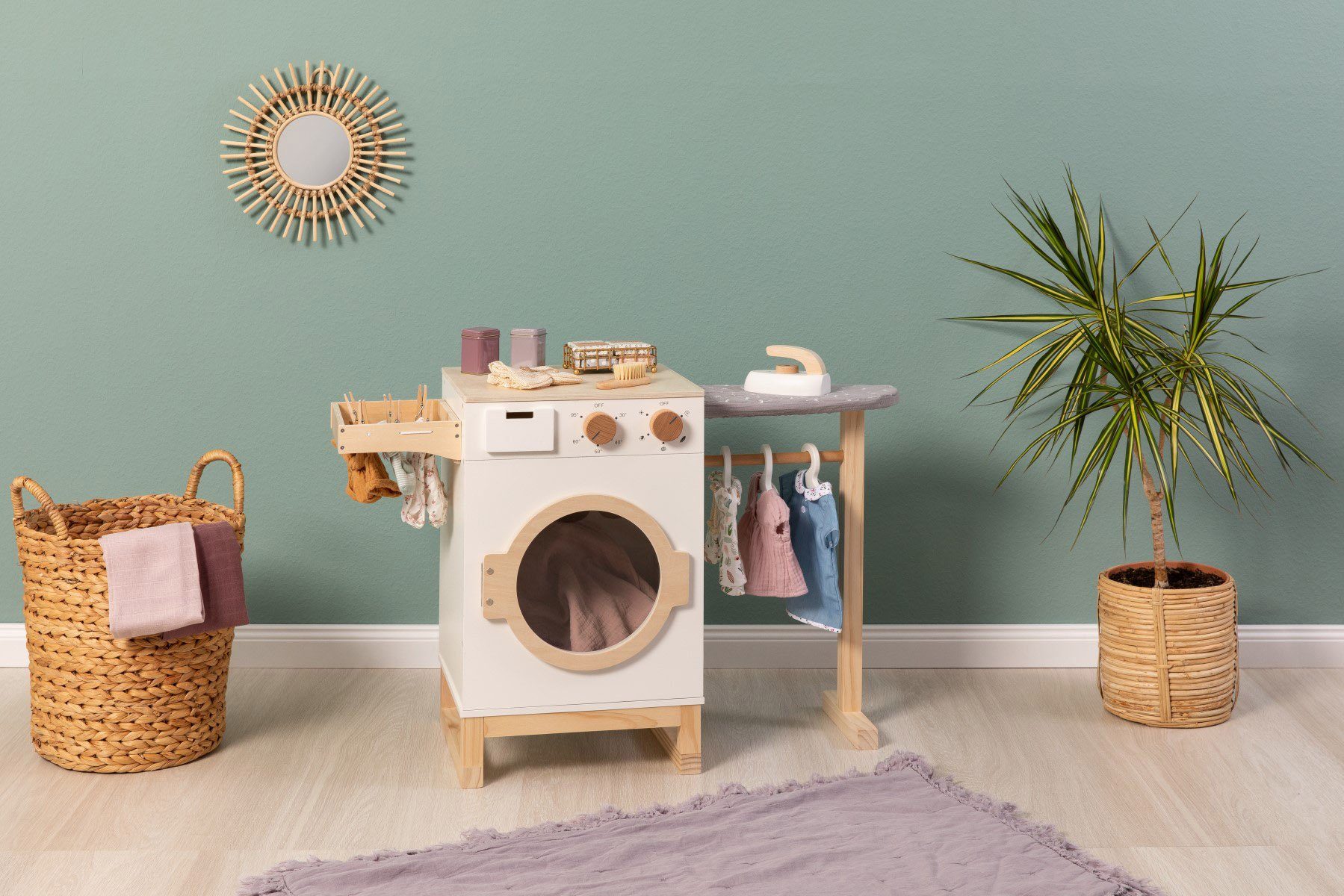 MUSTERKIND® Kinder-Haushaltsset Wasch- und Bügelcenter Rumex, aus Holz