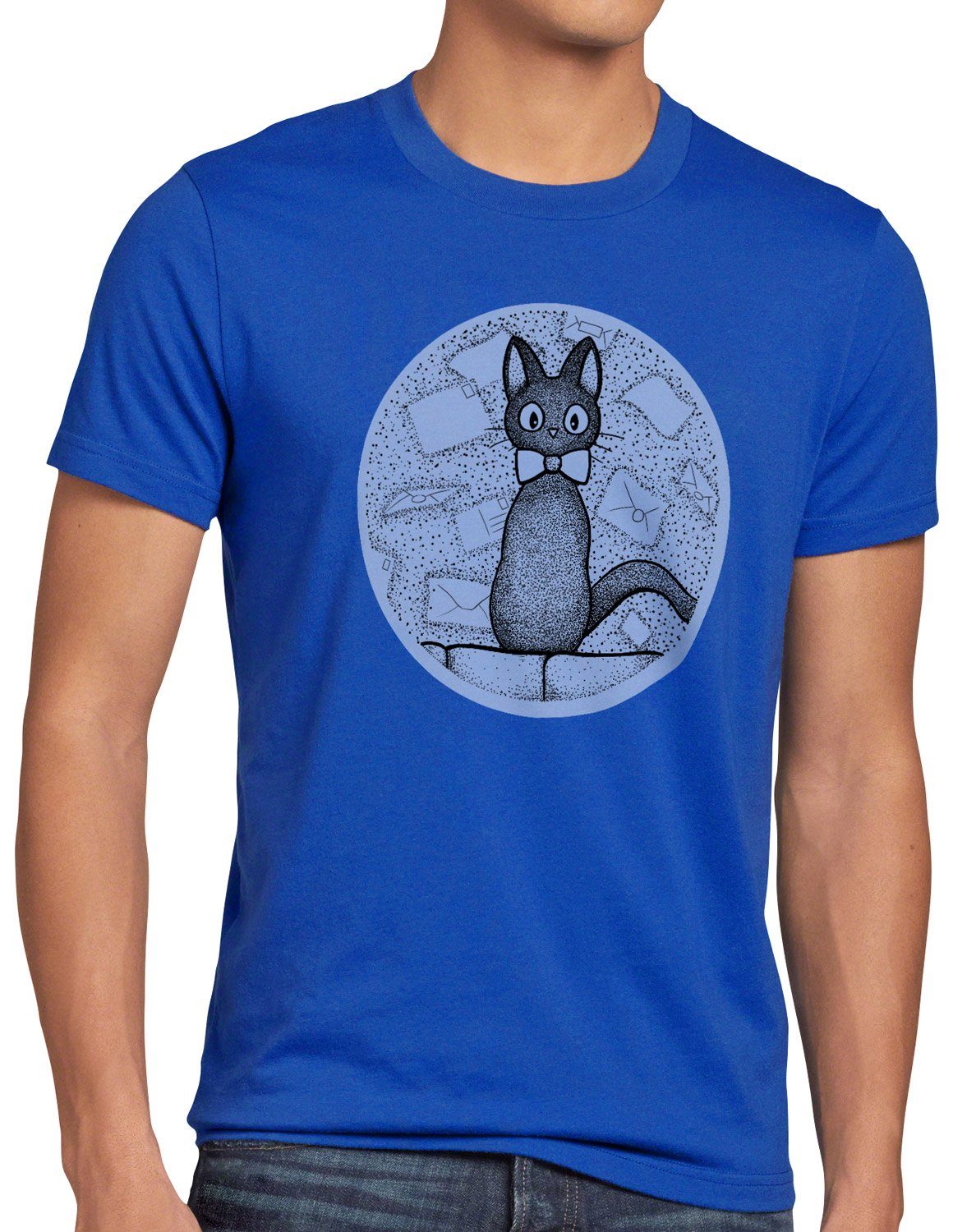 takkyūbin Print-Shirt majo kleiner Herren T-Shirt hexe lieferservice blau no Dot Kiki style3