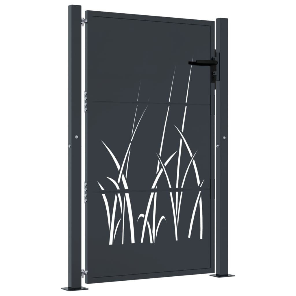 vidaXL Gartentor 100 x 150 cm Gartentor Anthrazit 105x155 cm Stahl Gras-Design Abschlie