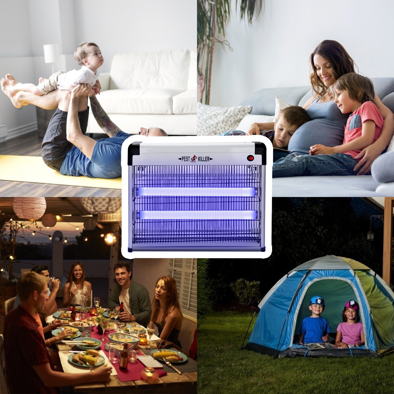Clanmacy Ultraschall-Tierabwehr Elektrischer Insektenvernichter Mückenlampe LED mit UV-Licht, 3W/12W/30W/40W – Bild 4 von 5