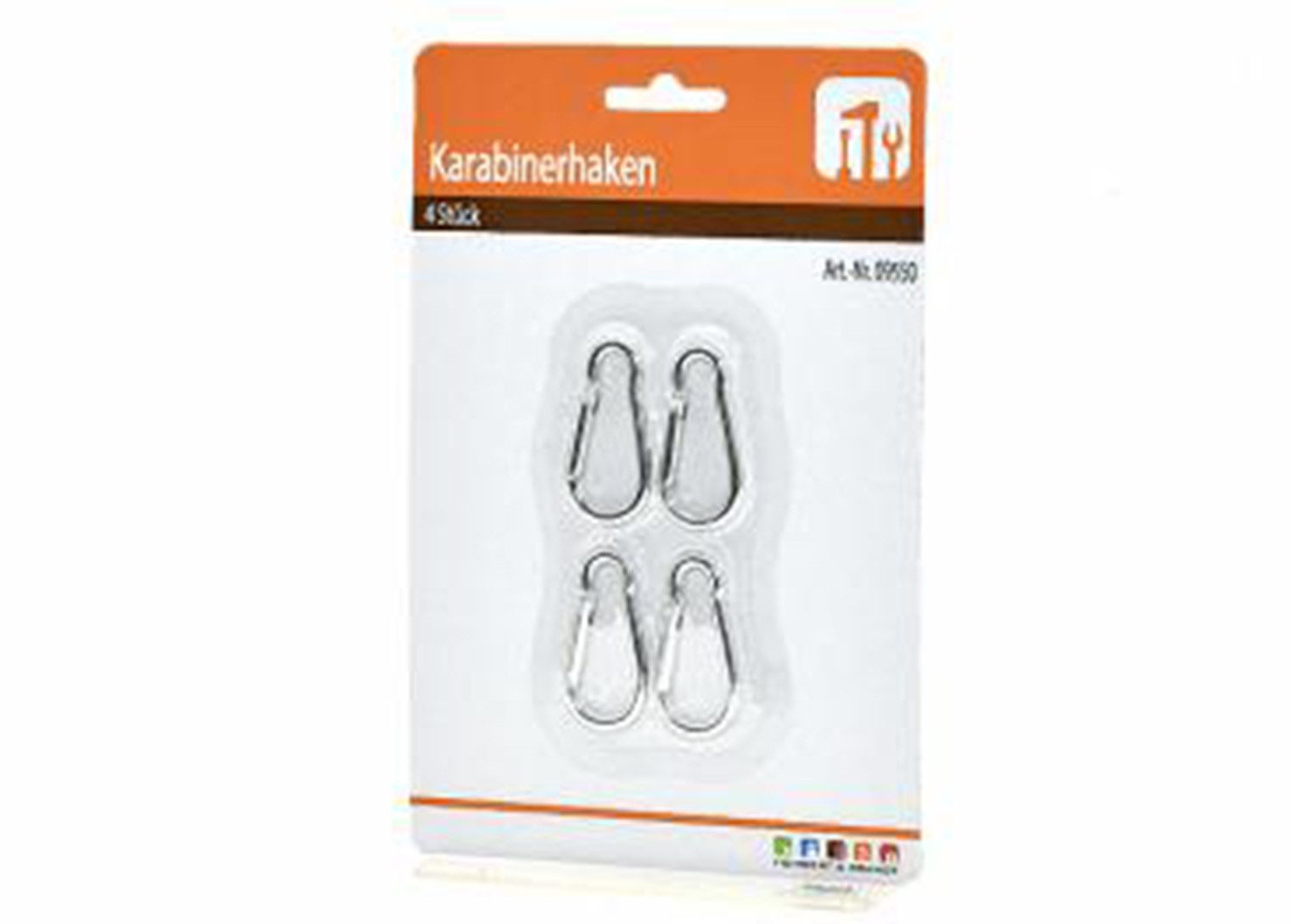 HundB Wandhaken 4 Karabinerhaken, ca. 4 cm, auf Karte, (Mehrteiliges Set, 4-St., 4-teilig), Karabiner Kletterhaken Schnapphaken Schlüsselanhänger Cliphaken