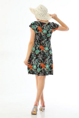 Bongual Jerseykleid Sommerkleid kurze Ärmel mit Palmenblätter Print