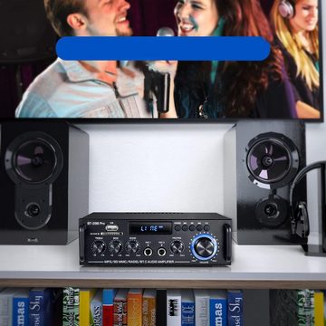 AKKEE HiFi Stereo Verstärker 50W+50W Max. 600W Ausgangsleistung 2.0-Kanal Verstärker (Bluetooth 5.0 Mini Audio Leistungsverstärker-Empfänger)