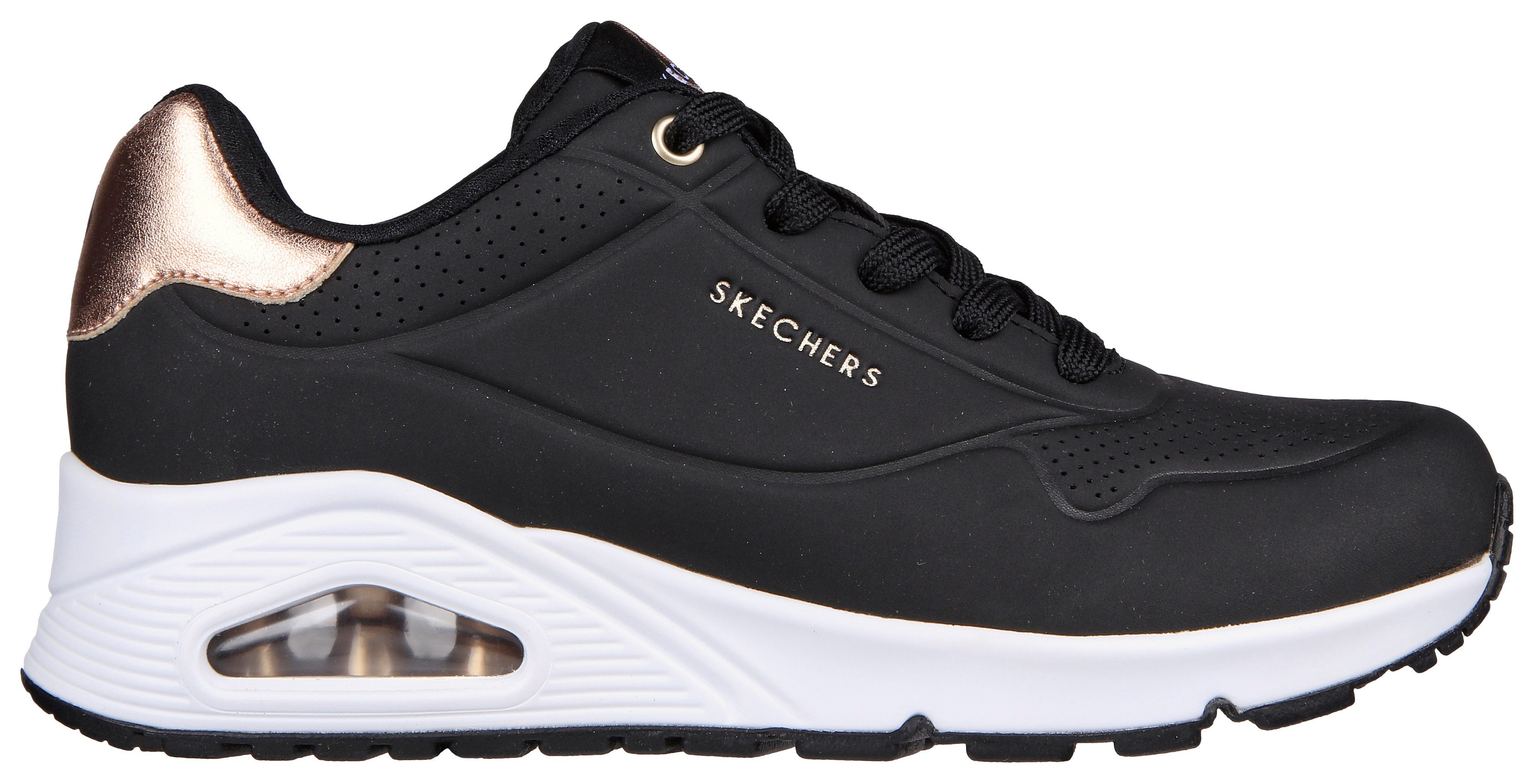 Skechers UNO GOLDEN AIR Sneaker Freizeitschuh, Halbschuh, Schnürschuh mit Metallic-Einsatz