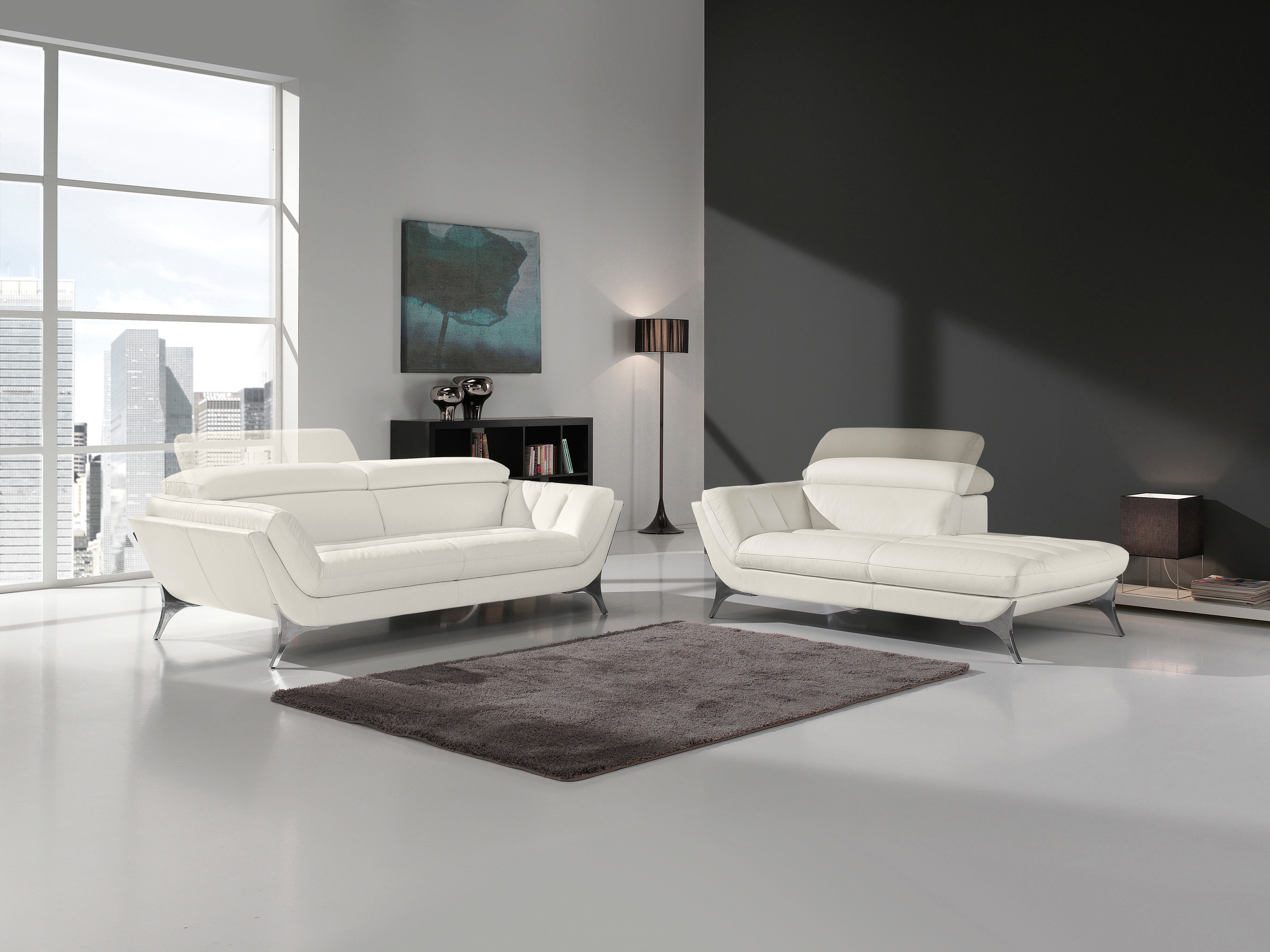 Egoitaliano Polstergarnitur Sueli, (Set), bestehend aus Sofa und Recamiere, Kopfteilverstellung, Bezug Leder
