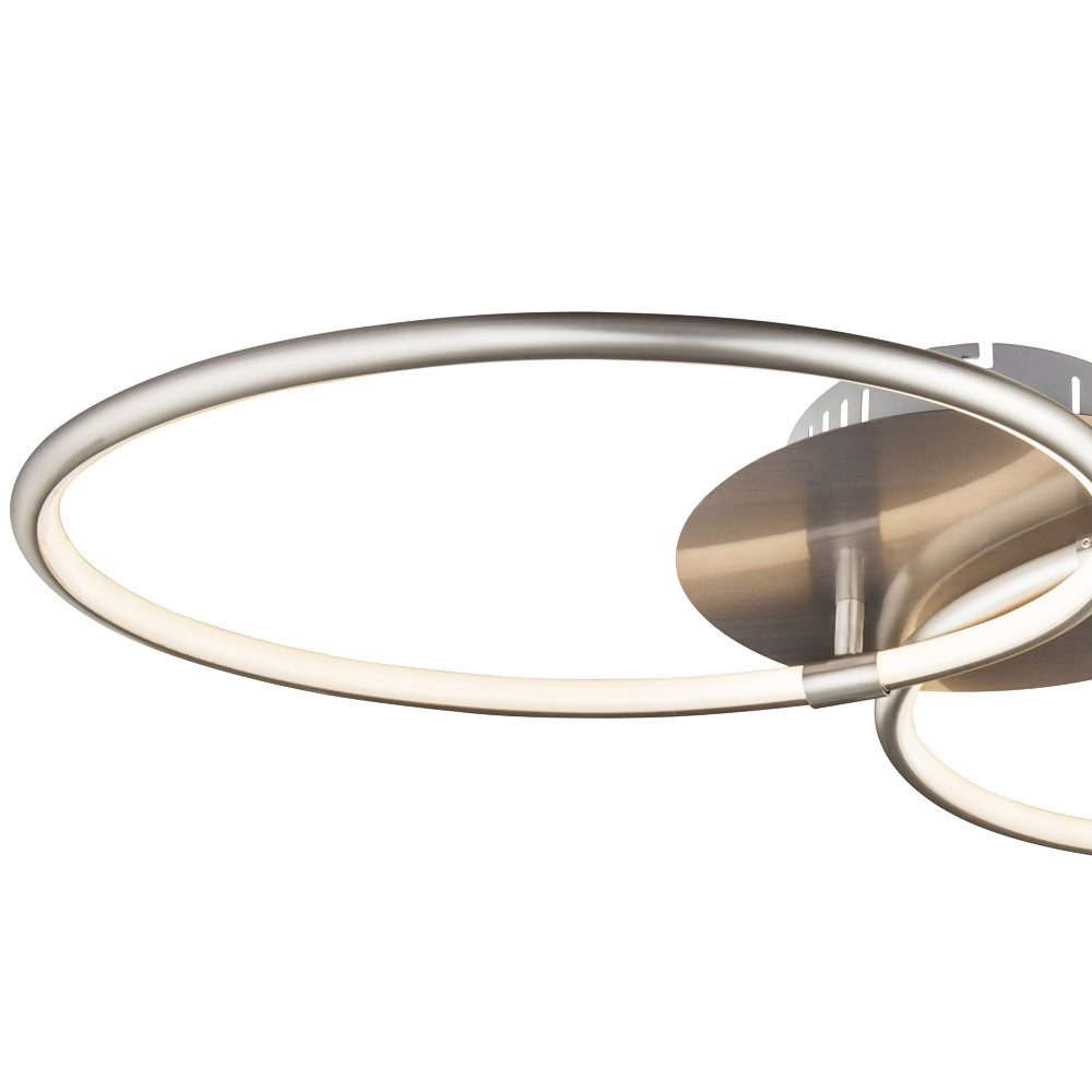 GLOBO LIGHTING LED Deckenleuchte, LED-Leuchtmittel fest verbaut, Warmweiß, Deckenleuchte Designlampe LED Ringe nickel-matt opal Wohnzimmerlampe