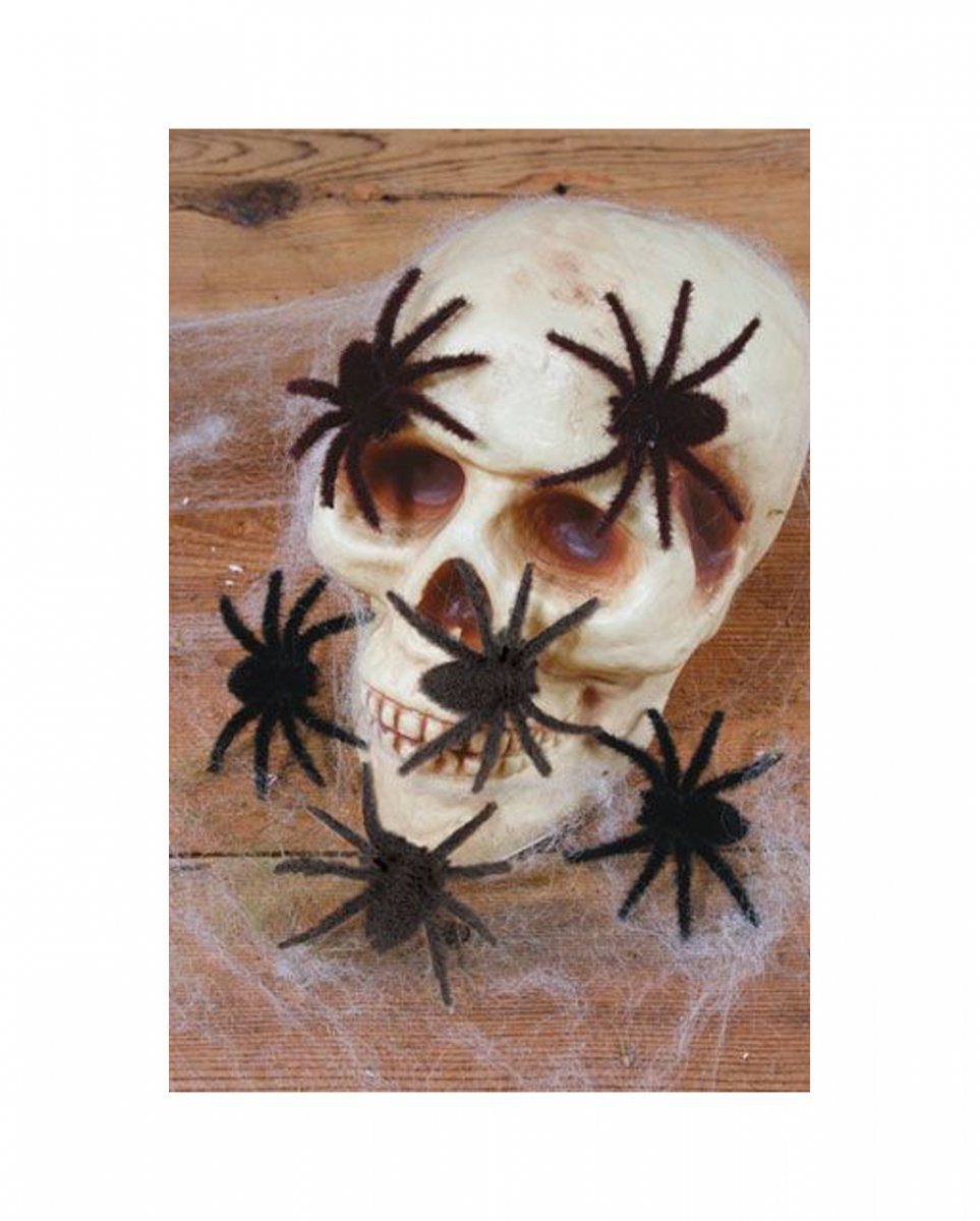 6er Spinnen Dekorat Haarige Horror-Shop Mini Halloween als Set Dekofigur