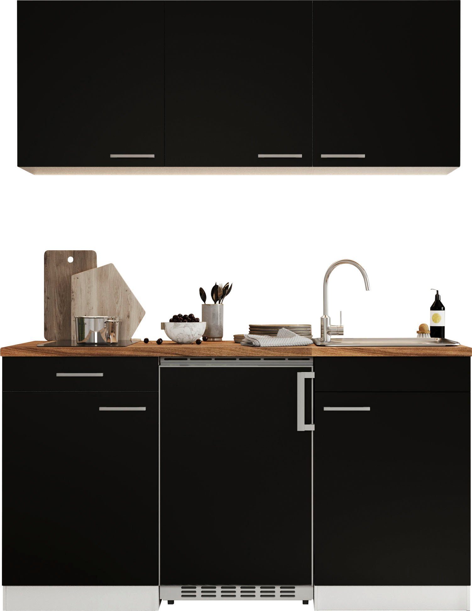 RESPEKTA Küche Luis, mit Glaskeramikkochfeld, wahlweise mit Mikrowelle, Korpus Weiß, Breite 150 cm, in exclusiver Konfiguration für OTTO