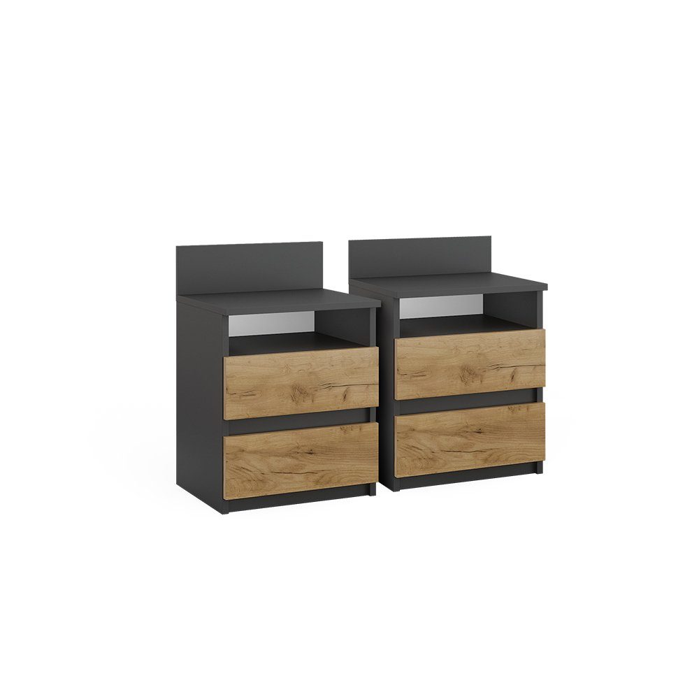 Vicco Nachtschrank Monty, Anthrazit/Goldkraft Eiche, 2er günstig online kaufen
