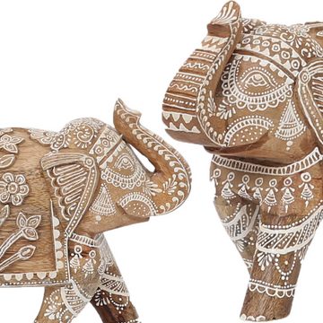 Marrakesch Orient & Mediterran Interior Dekofigur Elefant Dekoaufsteller aus Holz 20cm Figuren als Deko Tischdeko