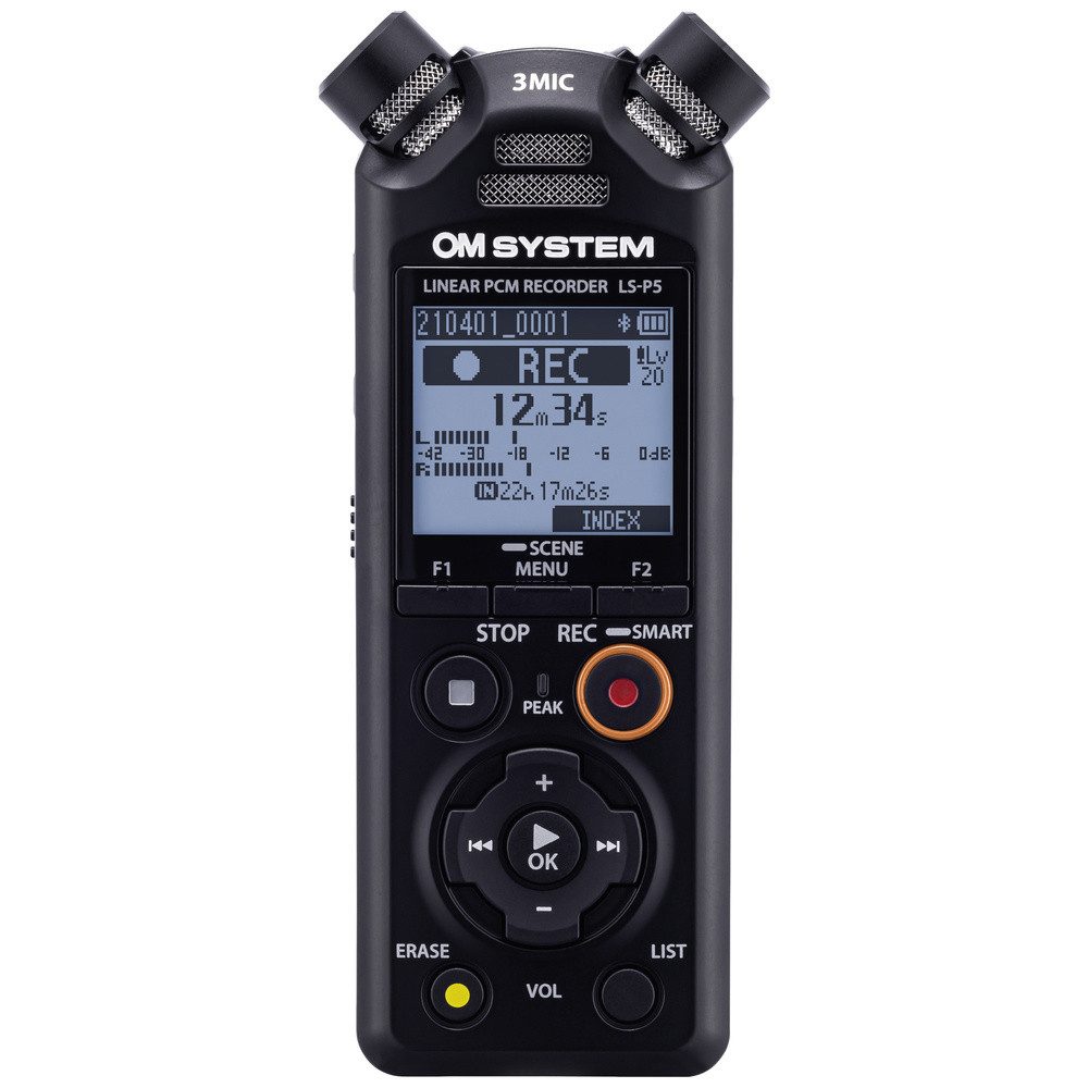 OM SYSTEM OM System LS-P5 Mobiler Audio-Recorder Schwarz Digitales Aufnahmegerät
