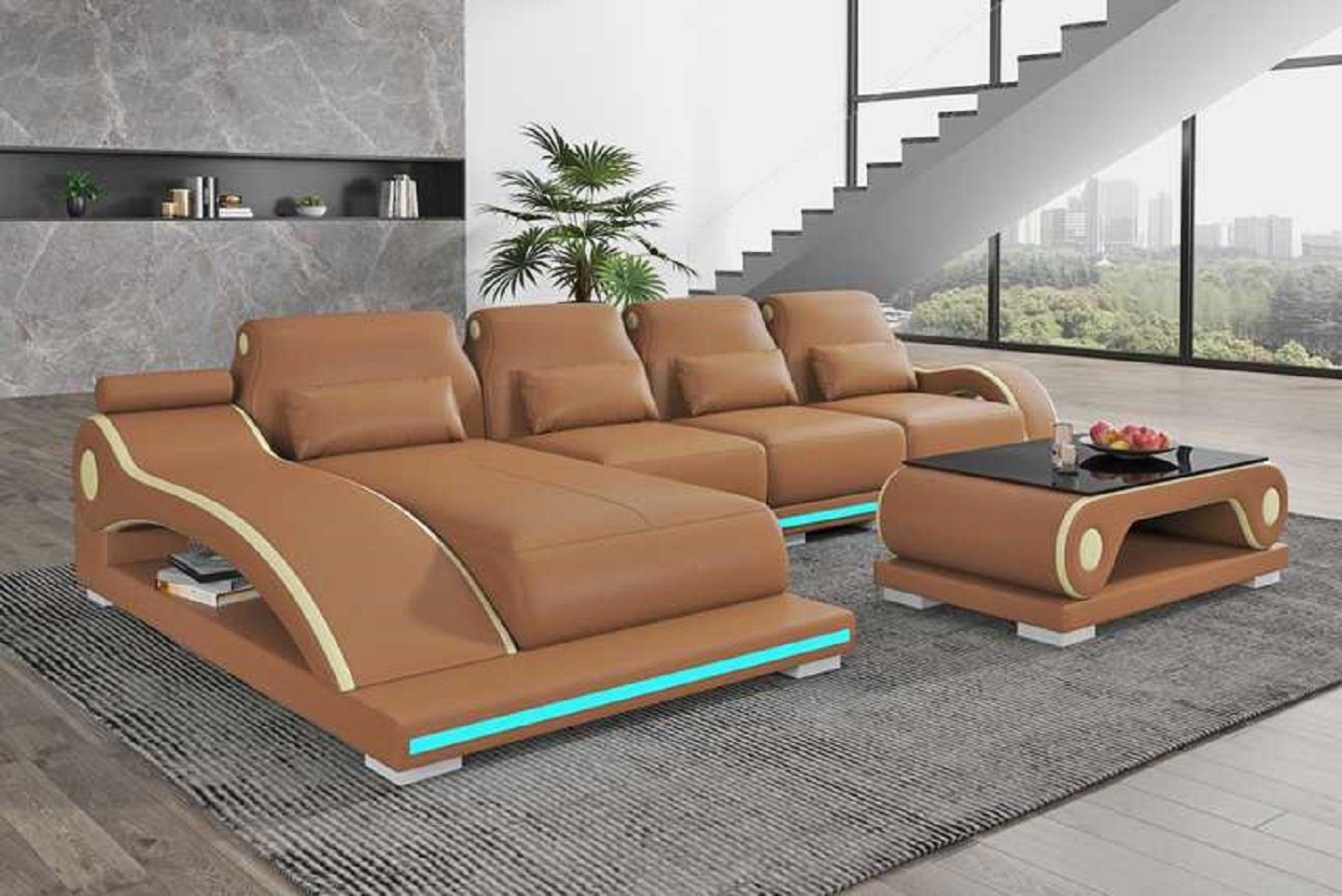 JVmoebel Ecksofa Luxus Ecksofa L Teile, Form in 3 Sofa Europe Braun Made Sofa Couch, Liege Moderne