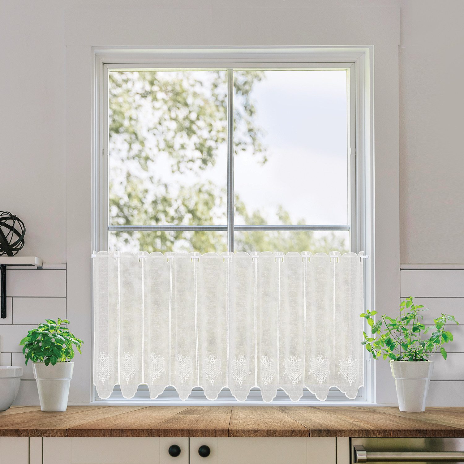 Gerster Scheibengardine Elaine, nach Maß (1 St), Durchzuglöcher, halbtransp günstig online kaufen