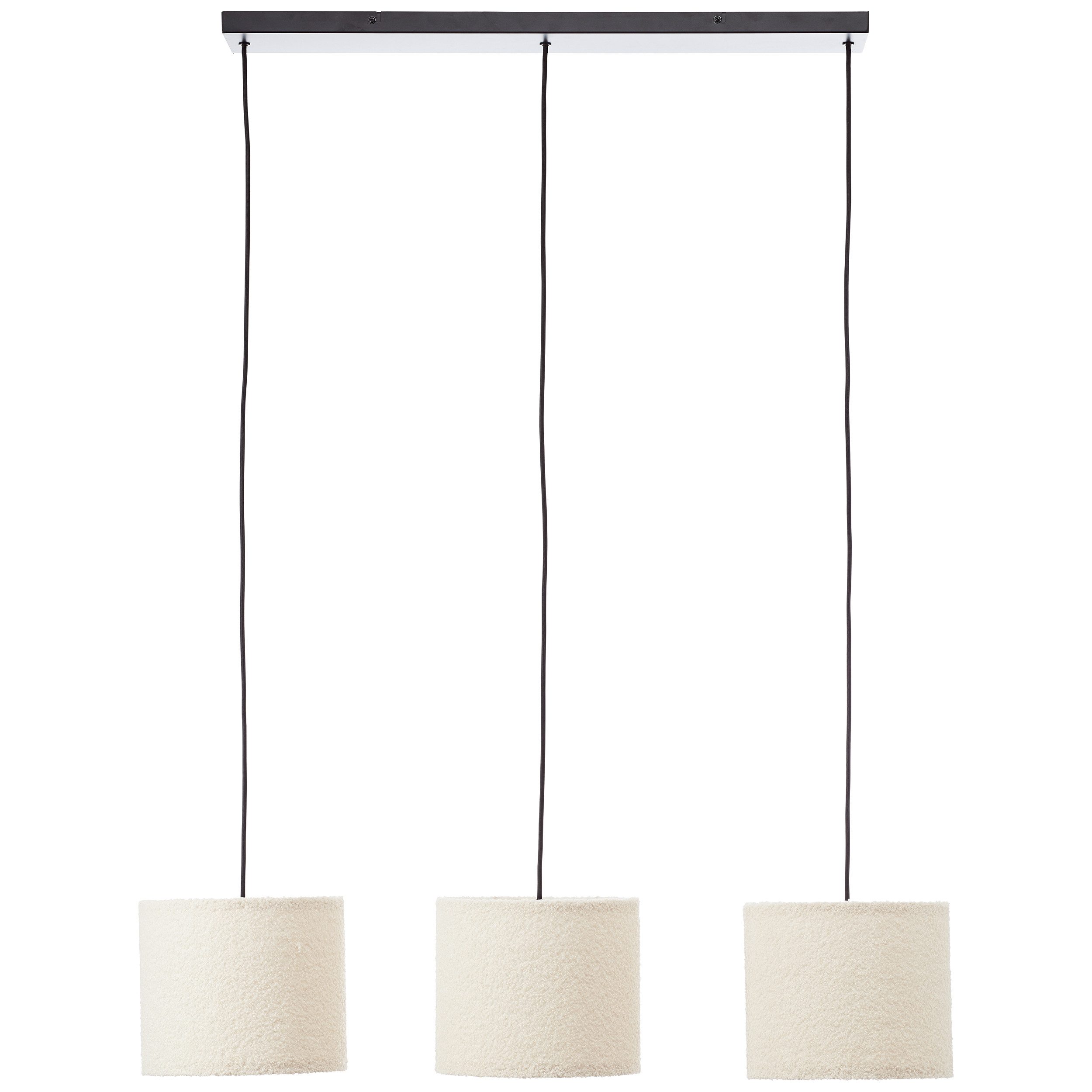 Brilliant Pendelleuchte Teddy, ohne Leuchtmittel, flauschiger Teddystoff, 150 x 94 x 23 cm, E27, kürzbar, Textil, beige