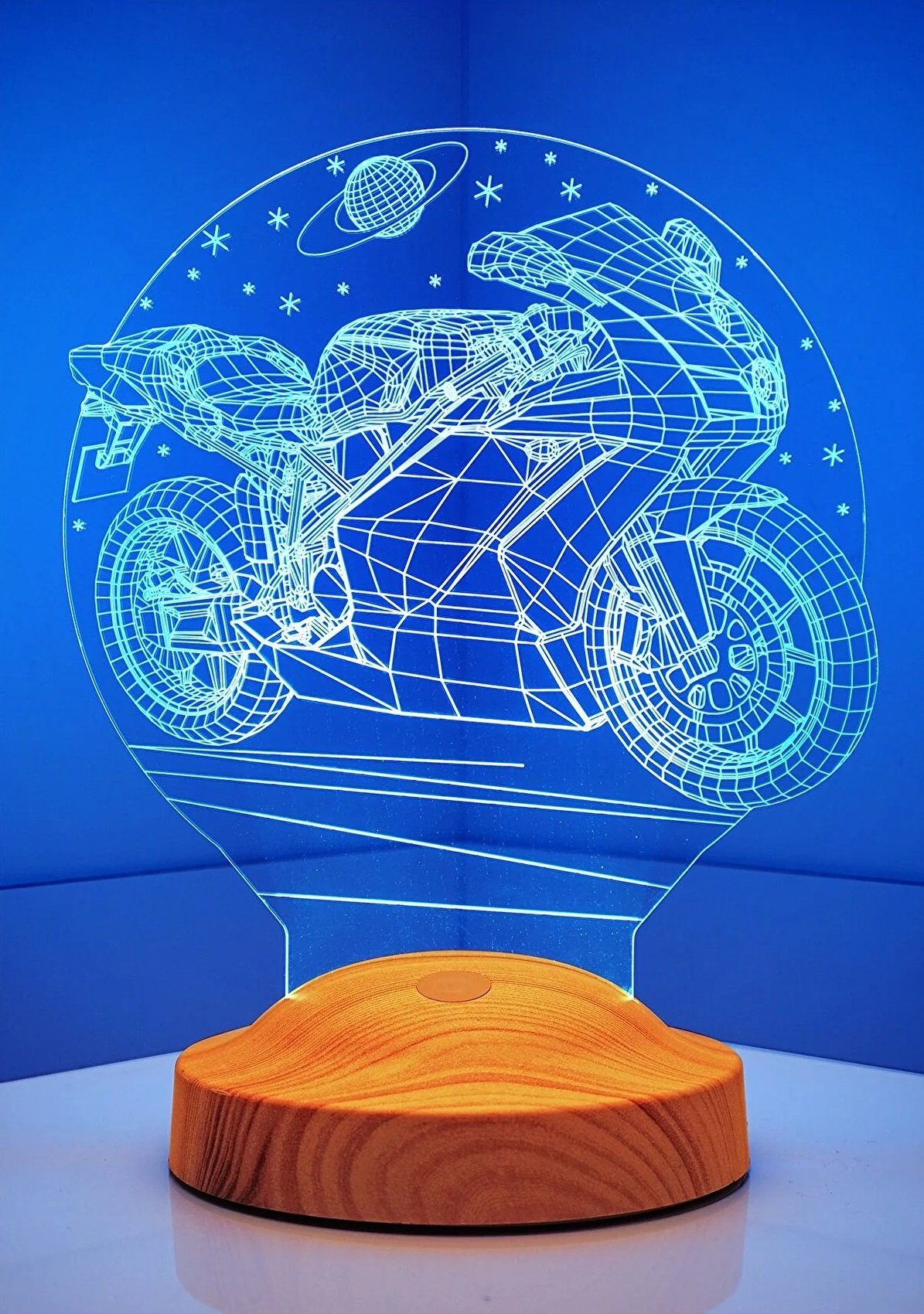 Geschenkelampe LED Nachttischlampe Racing Motorrad 3D Nachtlicht Geschenk für Motorradfahrer, Leuchte 7 Farben fest integriert, Geburtstagsgeschenk für Freunde, – Bild 5 von 5