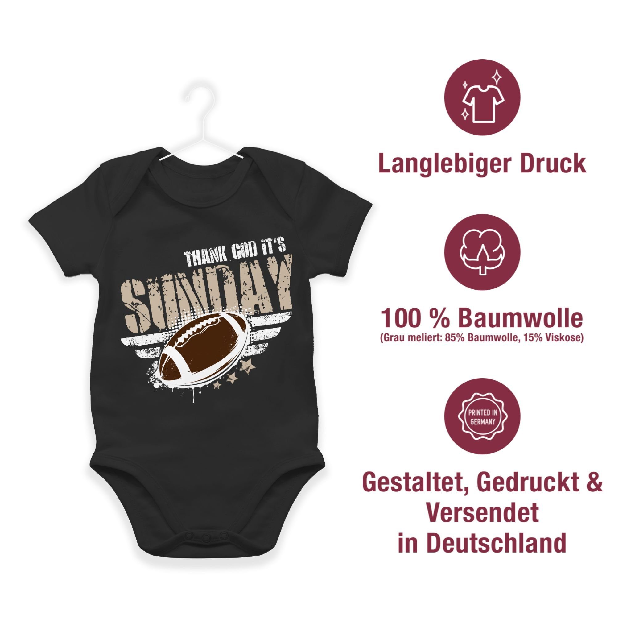 Bewegung Thank Sunday & Schwarz Shirtracer Shirtbody 1 Football Its Sport Baby God