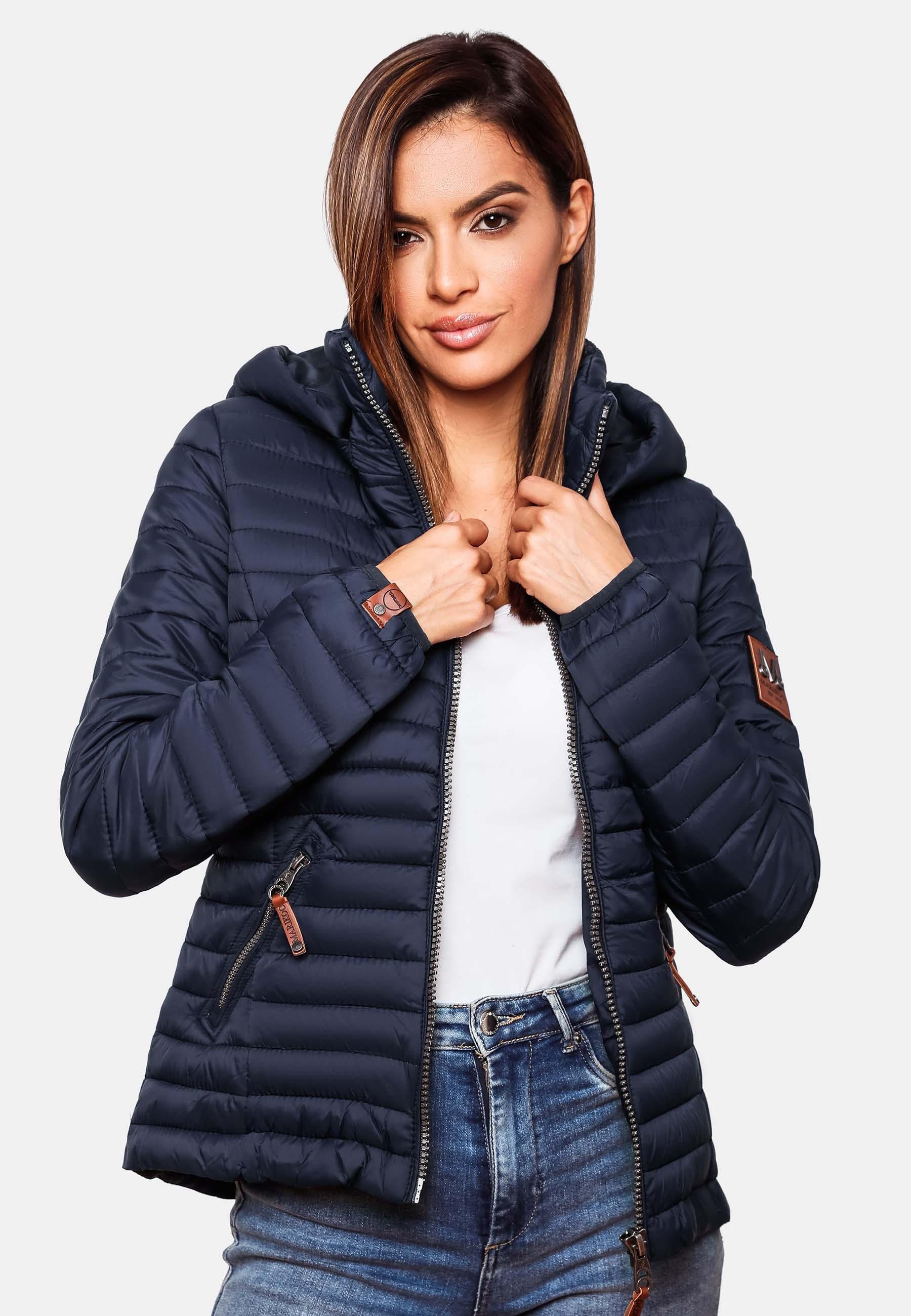 Löwenbaby abnehmbarer Steppjacke mit navy Übergangsjacke Kapuze stylische Marikoo