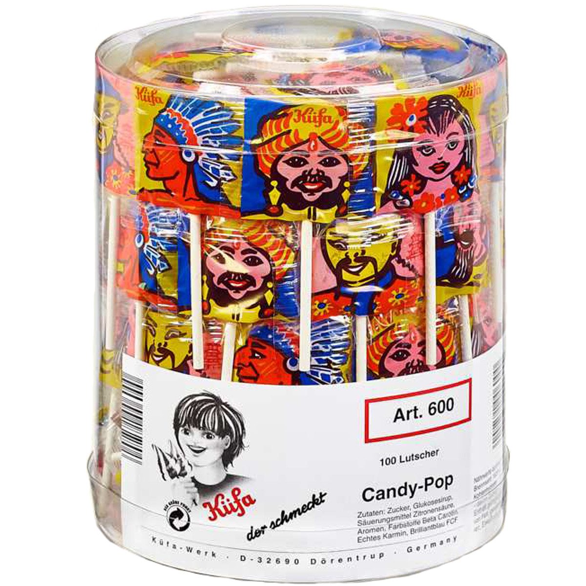 KUEFA Süßigkeit, Küfa Candy Pop Frucht Lutscher mit Fruchtgeschmack 100 Stück 1300g