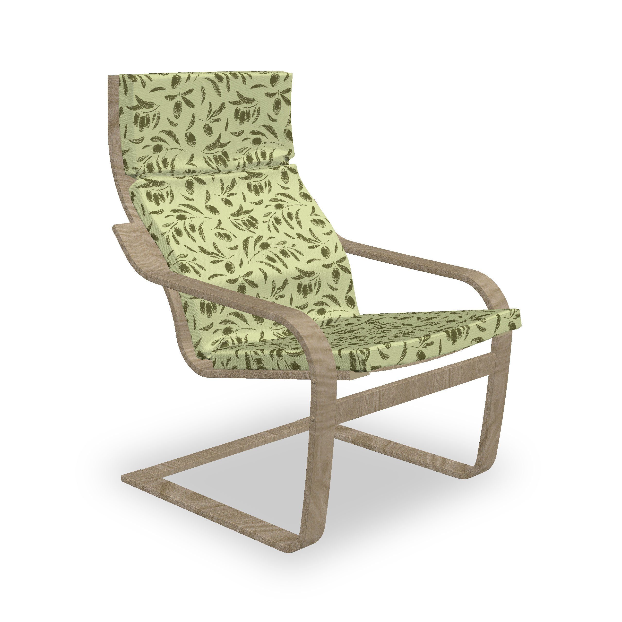 Abakuhaus Stuhlkissen Sitzkissen mit Stuhlkissen mit Hakenschlaufe und Reißverschluss, Botanisch Gravierte Stil Olive Leaf