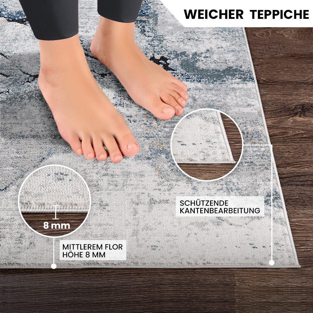 Livabliss Teppich BERLIN, rechteckig, Höhe: 10 mm, Moderner Designerteppich in Marmor Optik, Kurzflor Wohnzimmerteppich