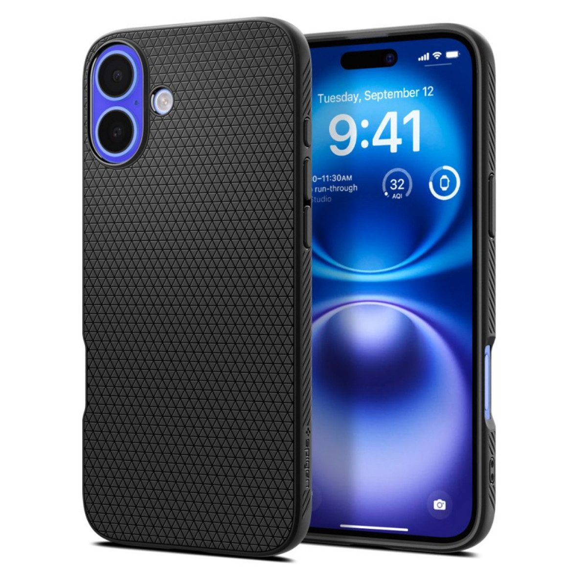 Spigen Handyhülle Liquid Air Case Schwarz Kompatibel mit iPhone 16 6,1, Mattes Design mit griffiger Struktur für sicheren Halt