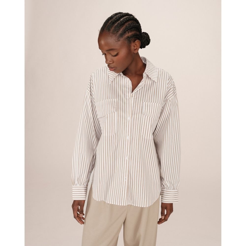 Grace & Mila Hemdbluse Striped Shirt SORBET? Oversize Blusenhemd ? gestreiftes Hemd mit Brust