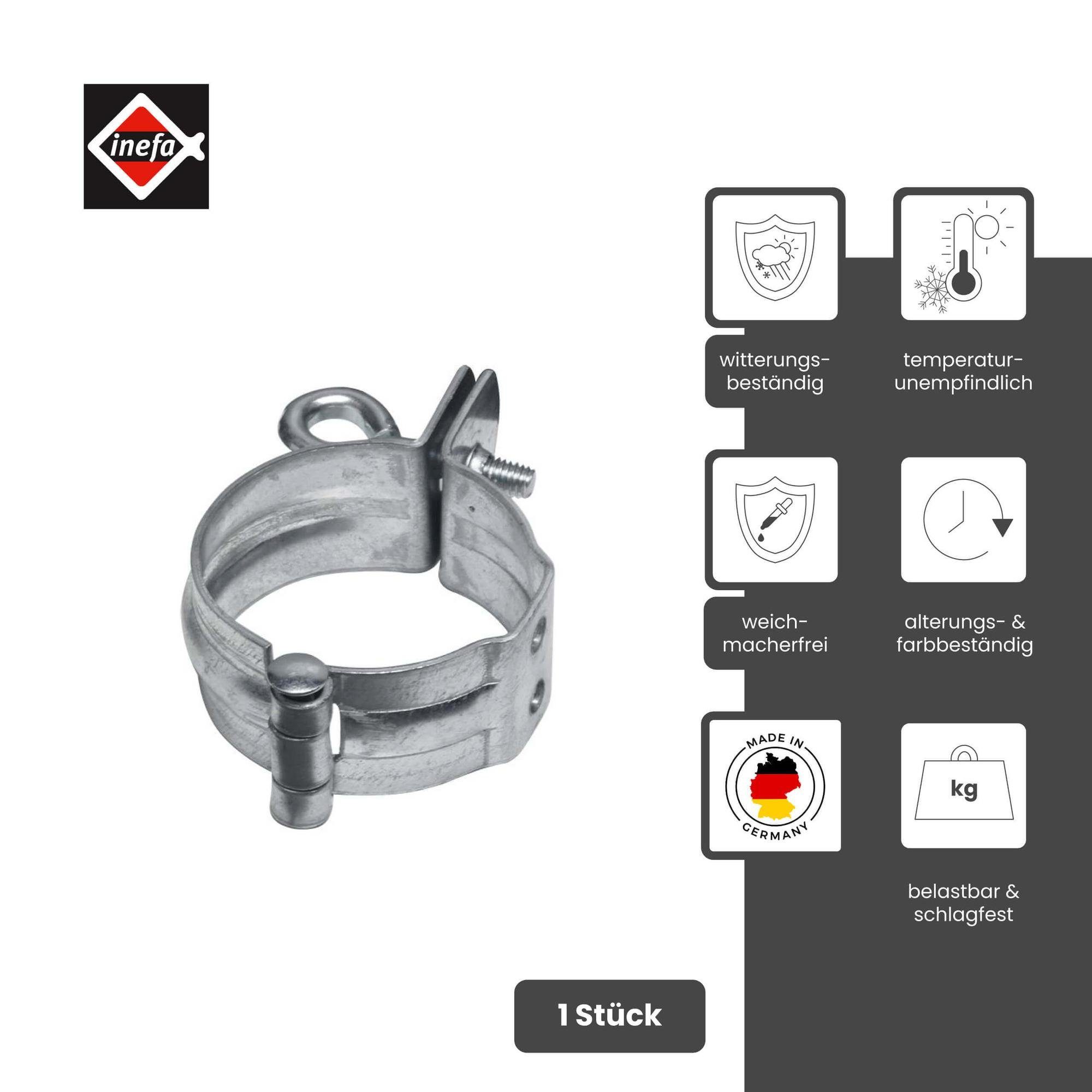 für Fallrohrschelle Grau Rohrschelle, (DN 50. aus kunststoffbeschichtet 1 INEFA Dachrinne, Stahl, Stück),