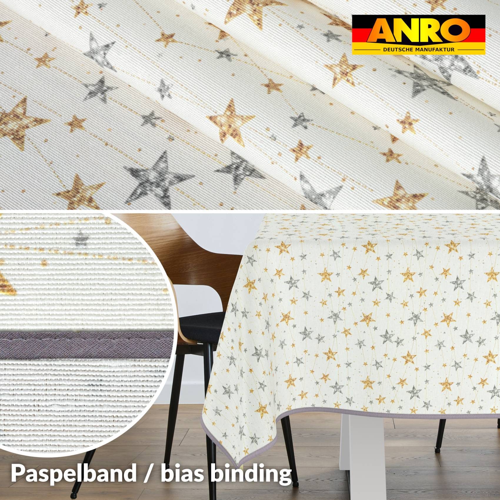 ANRO Tischdecke pflegeleicht Weihnachten Tischtuch Christmas Strene Tischwä günstig online kaufen