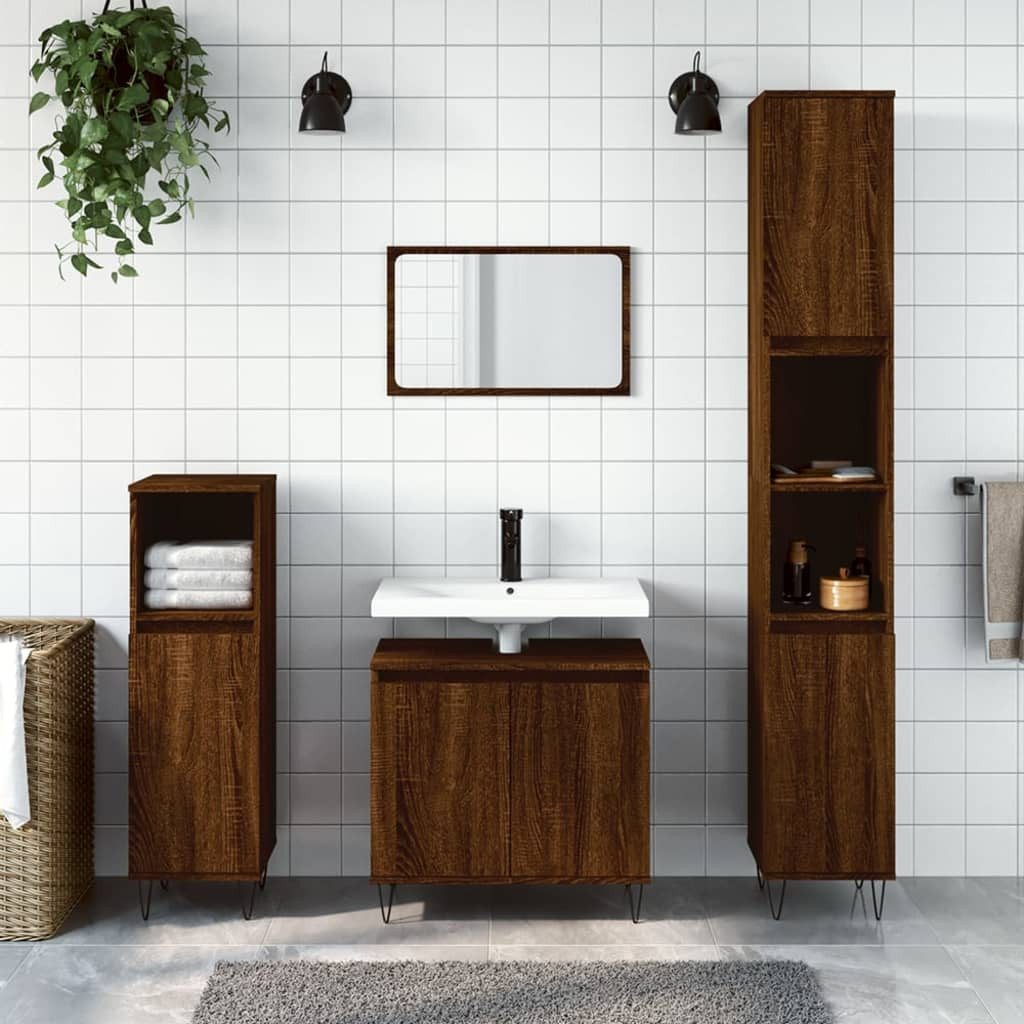 vidaXL Badkommode, Badschrank Braun Eichen-Optik 58x33x60 cm Holzwerkstoff