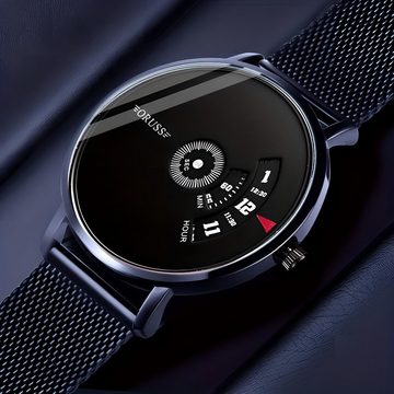 S&T Design Quarzuhr Herren Armbanduhr Herrenuhr Männeruhren Luxusuhr Schwarz, inkl. Geschenketui + Werkzeug zum verstellen