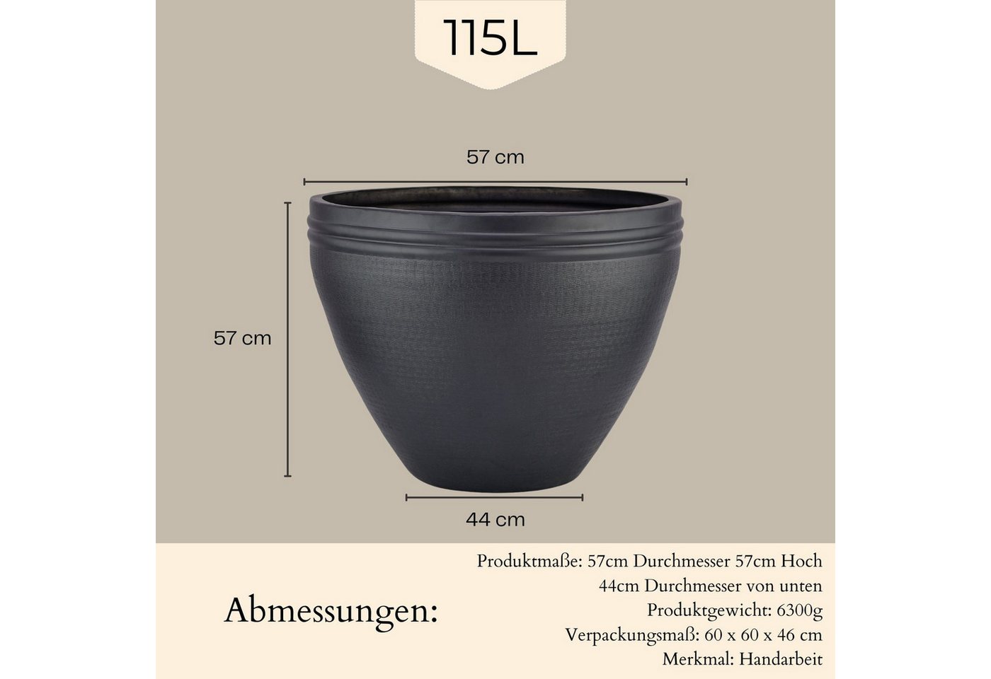 Thumbnail - Marrakesch Orient & Mediterran Interior Übertopf Blumentopf Calvino schwarz 57cm - Aluminium Pflanzentopf modern, Handar...