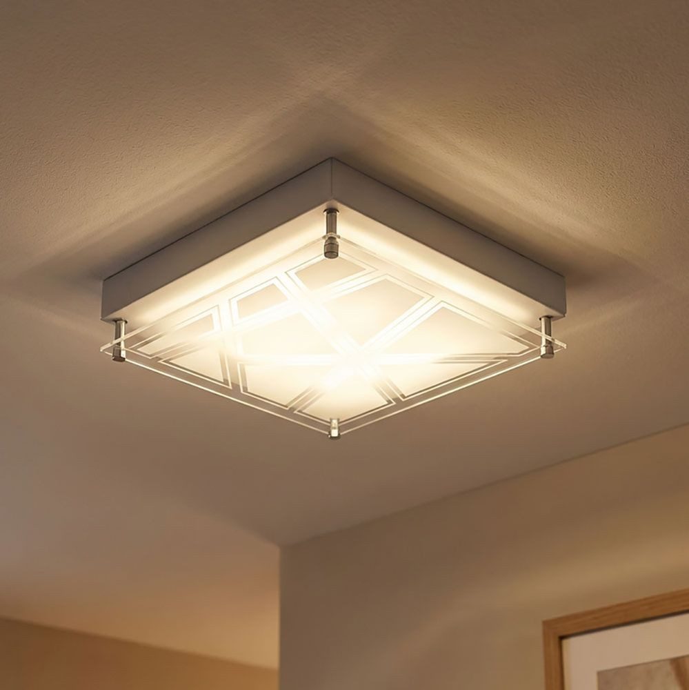 Esto LED Deckenleuchte, LED-Leuchtmittel fest verbaut, Neutralweiß, Deckenleuchte Deckenlampe Muster Wohnzimmer Beleuchtung silber in