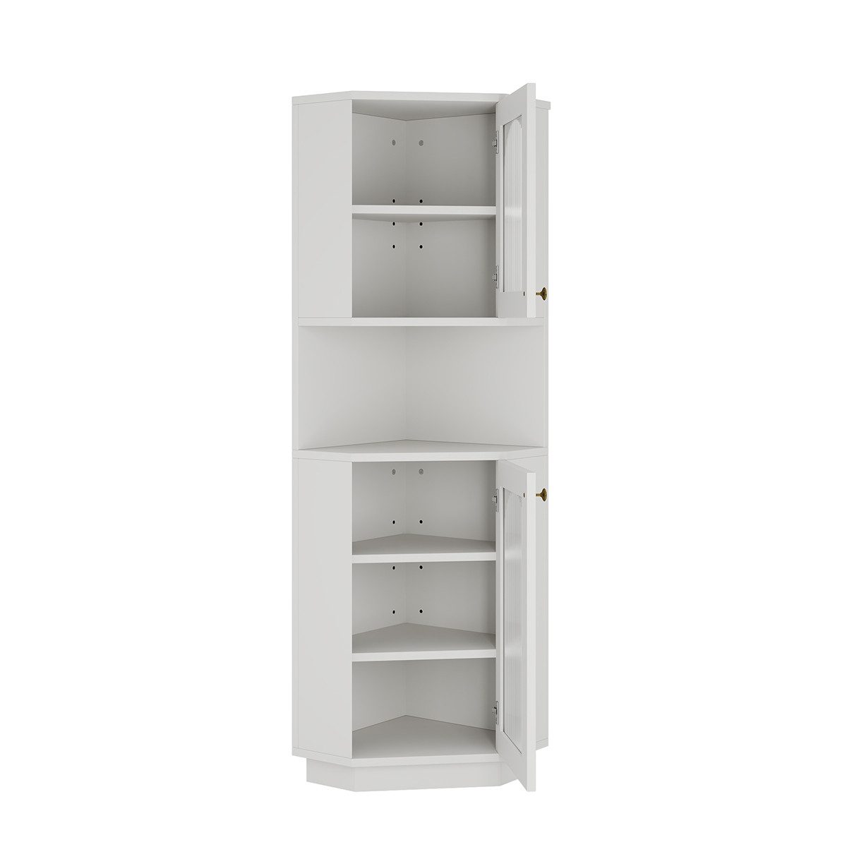 XDeer Barschrank Badschrank mit Lichtleiste und Zwei Ablagefächern Badezimmerschrank Badkommode Badezimmermöbel 45x45x166,5 cm