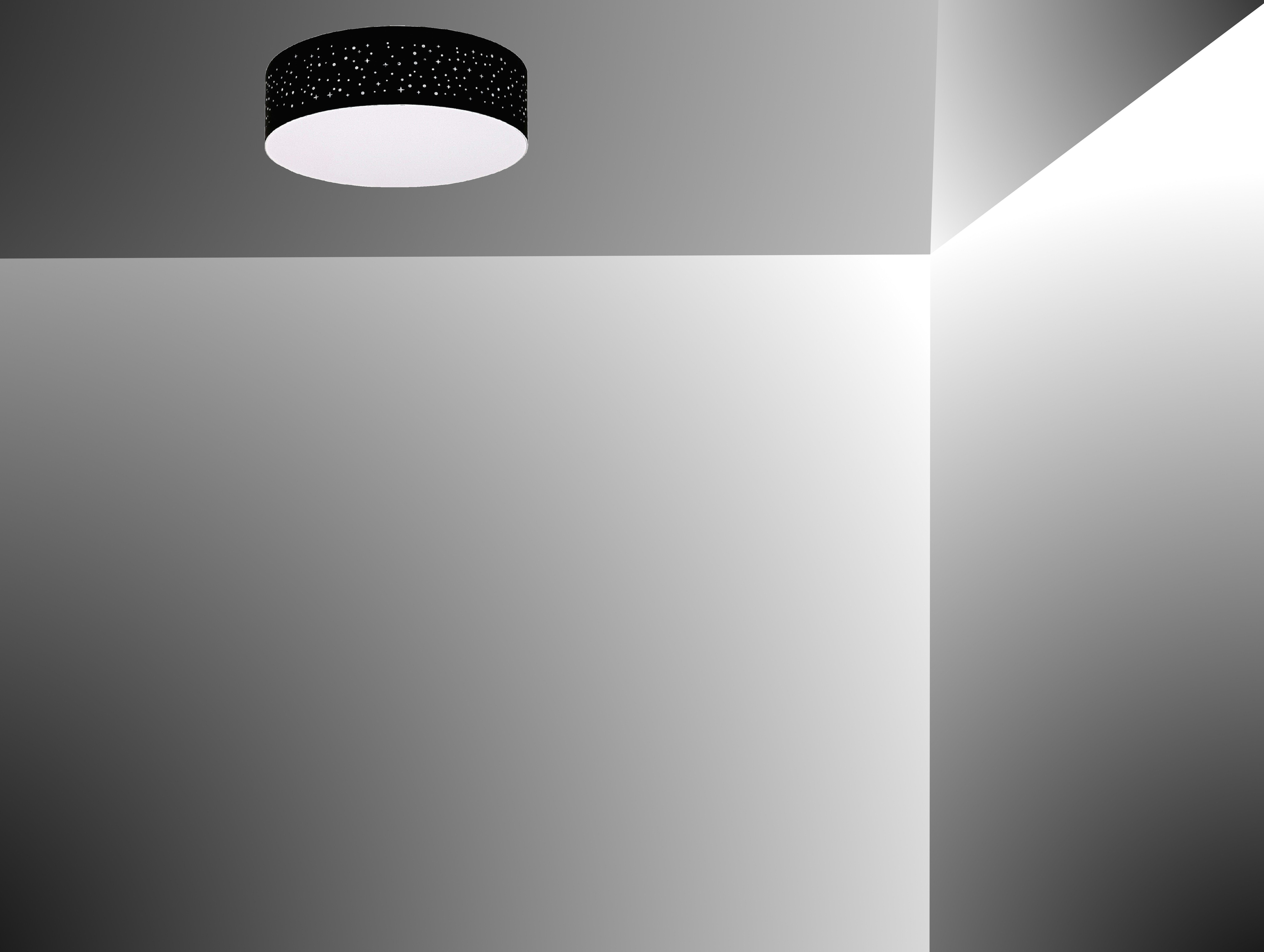 TRANGO LED Ø Leuchtmittel warmweiß rund Gästezimmer Schlafzimmerlampe 2x Wohnzimmer Büro inkl. Deckenlampe Deckenleuchte, Sternenhimmel *SCHWARZ* für - in – Stoffschirm mit Flur, Bürolampe Deckenlampe Schlafzimmer- LED LED - E27 3000K – 3136L 38cm