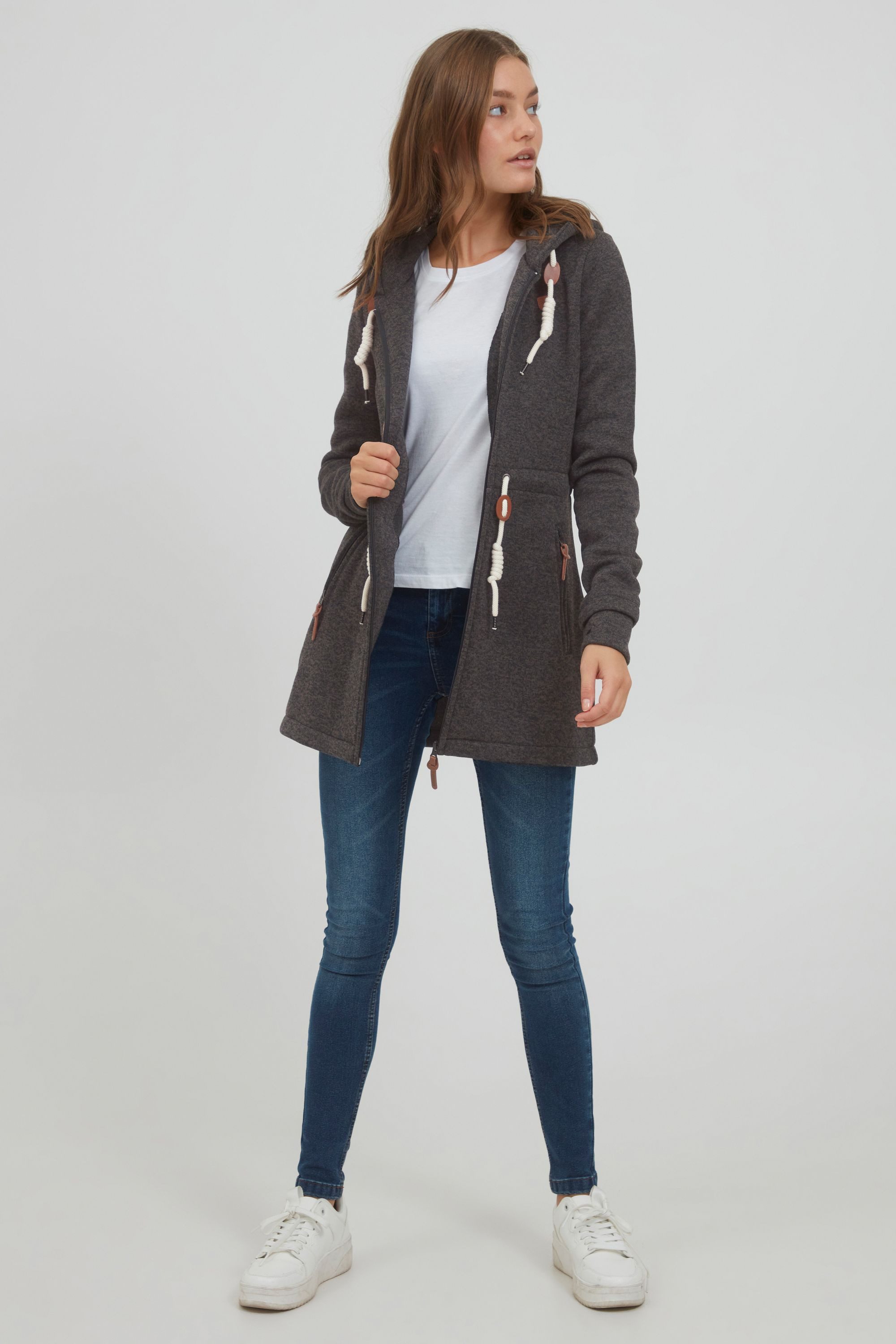 OXMO Kapuzensweatjacke OXThora Übergangsjacke lang geschnitten günstig online kaufen