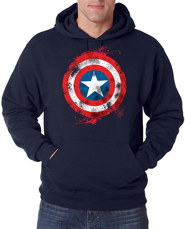 Youth Designz Kapuzenpullover Vintage Captain America Herren Hoodie Pullover mit trendigem Frontprint