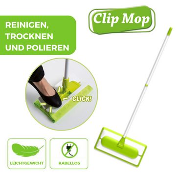 Best Direct® Wischmopp Clip Mop, beutellos, Bodenwischer Teleskopstiel, Nutzung mit Mikrofasertuch, universal