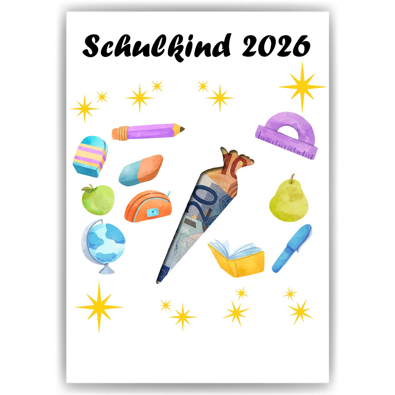 Tigerlino Poster Geschenk Einschulung Schulanfang Geldgeschenk Zuckertüte Schulanfänger