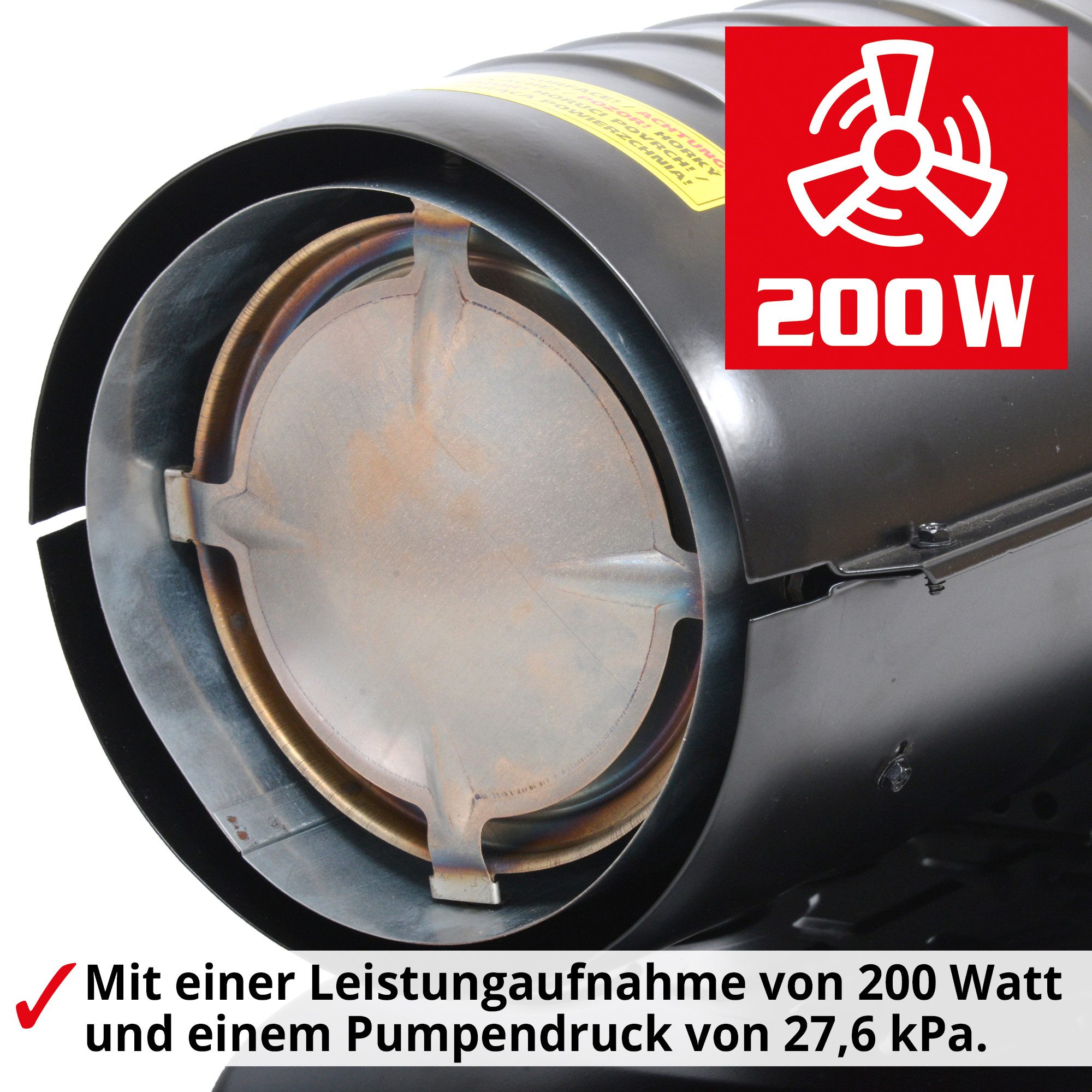 Hecht diesel heater 3021 with chassis, 20 kW, 20000 W, 70000 BTU, 588 m³/h, 393 °C, 27.6 kPa, 19 liters