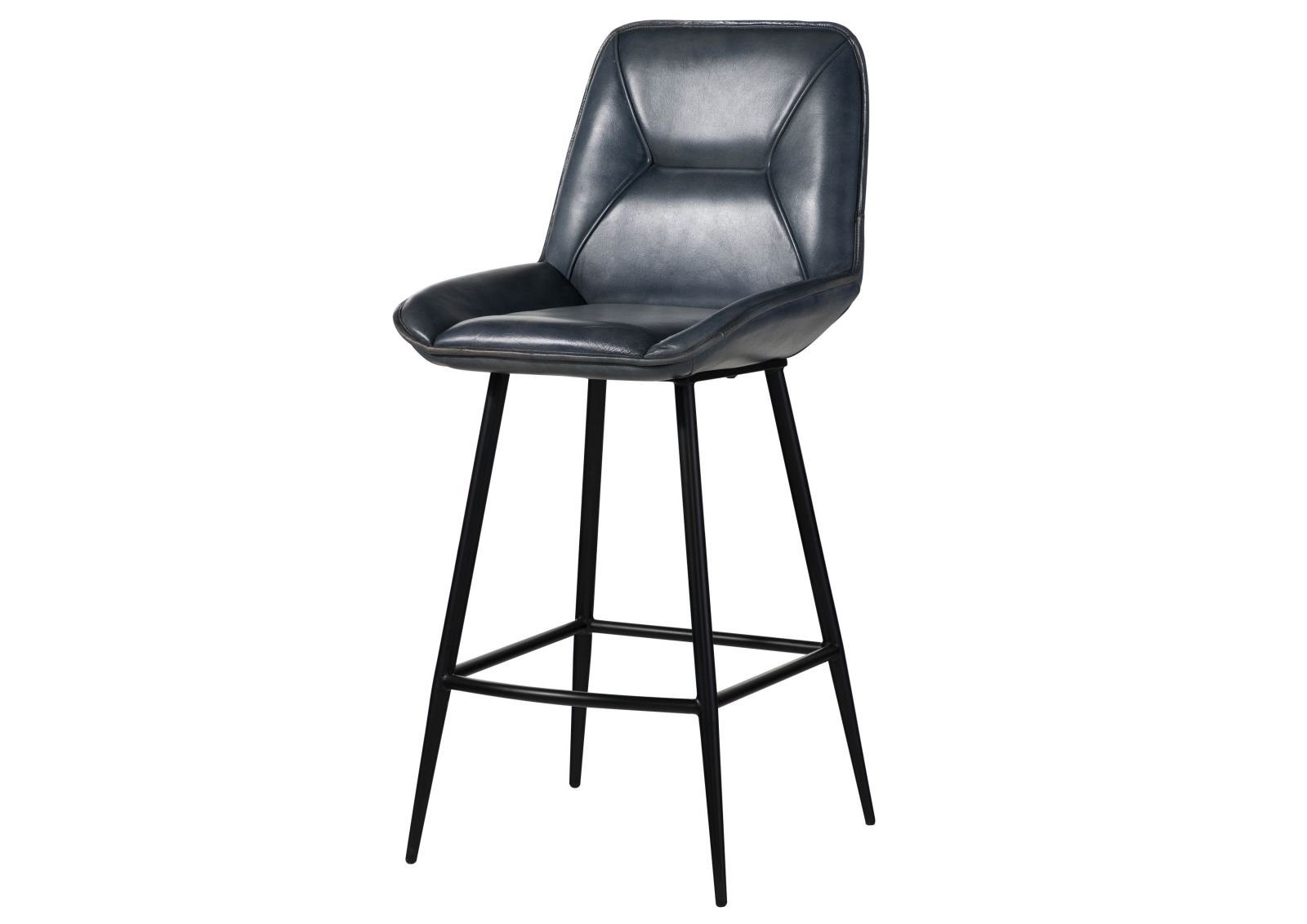 Massivmoebel24 Bistrostuhl IRON LABEL, Barstuhl Echtleder 50x59x106 blau IRON LABEL #514