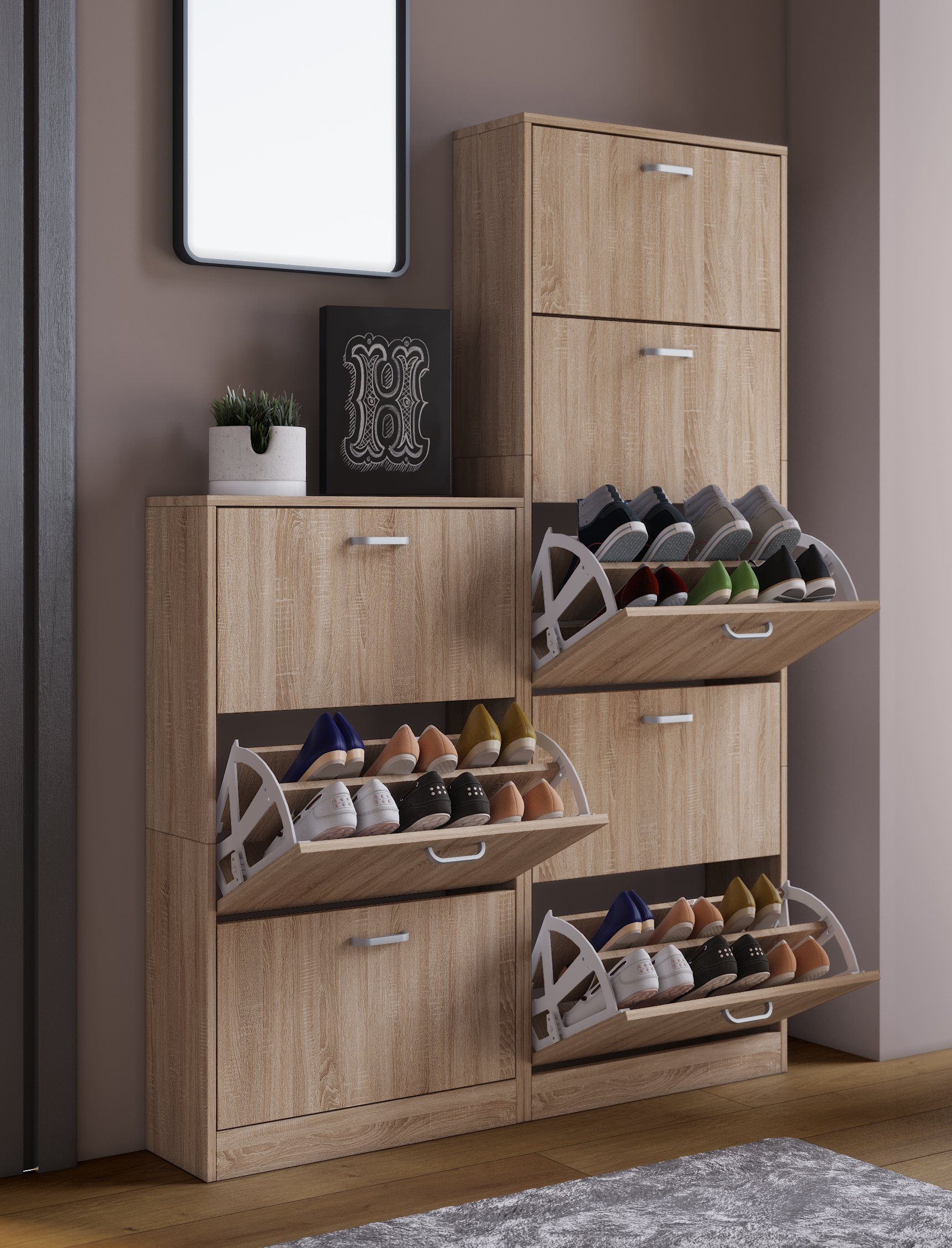 VCM Schuhschrank Holz Regal Schuhschrank Schuhkipper Serie Sipos L günstig online kaufen