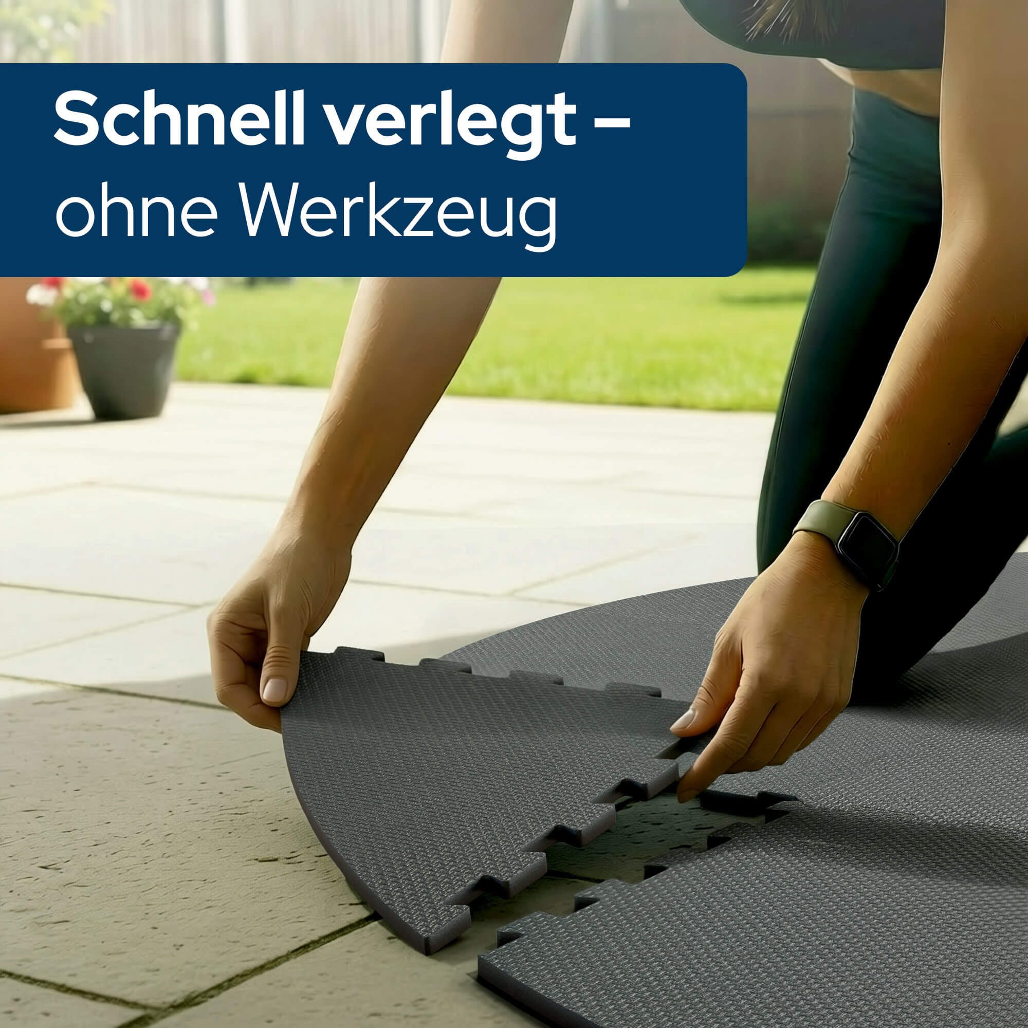 Arebos Whirlpoolmatte Spa Pool Bodenschutzmatte - rund - EVA - Whirlpool Unterlage Puzzle, (25-tlg., 25'er Set), Whirlpool Bodenschutzmatte, isolierend & rutsch – Bild 4 von 5