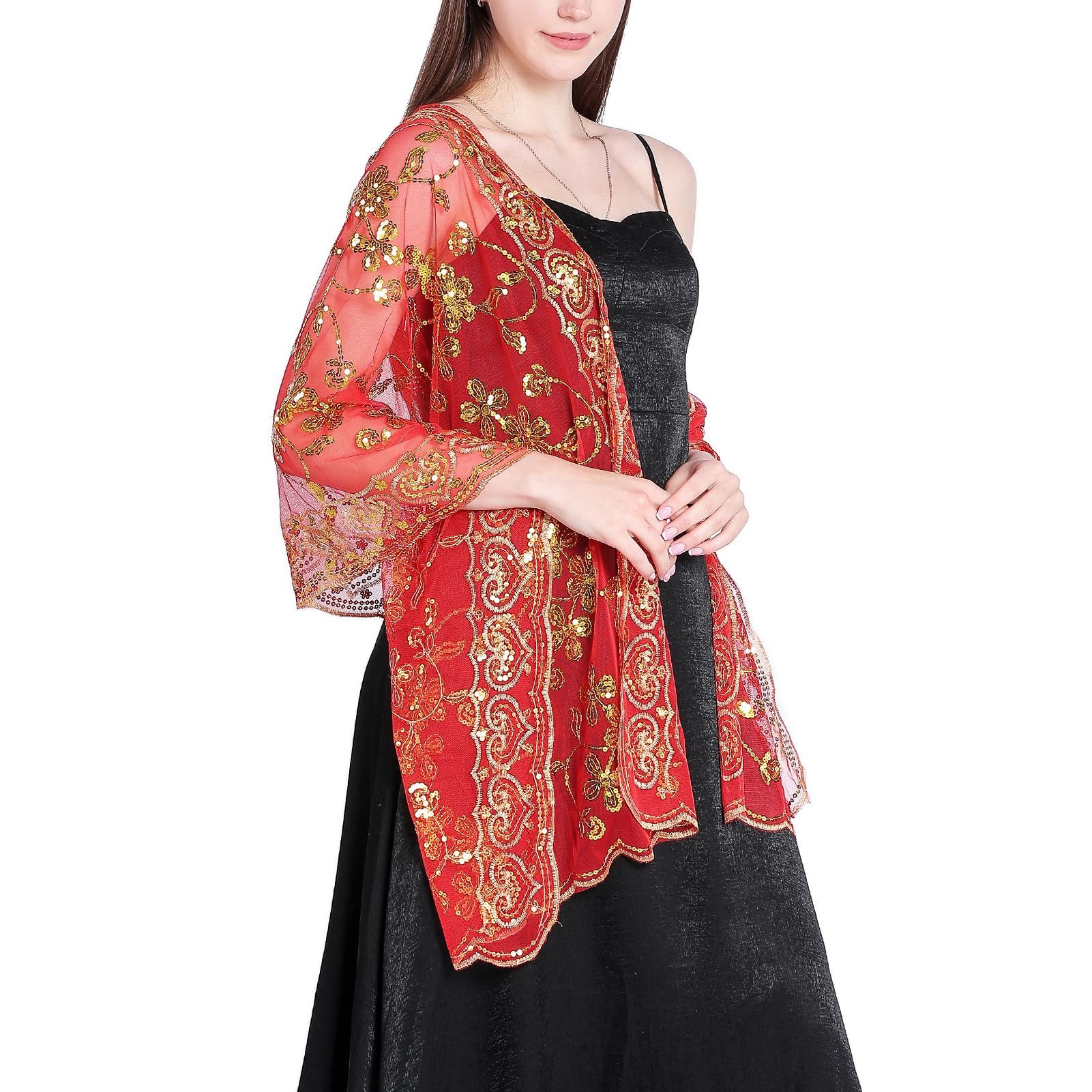 Zaewry Modeschal Schals und Tücher für Abendkleider – Elegante, transparente Damen, Jahre mit Blumenmuster, ideal für Hochzeiten