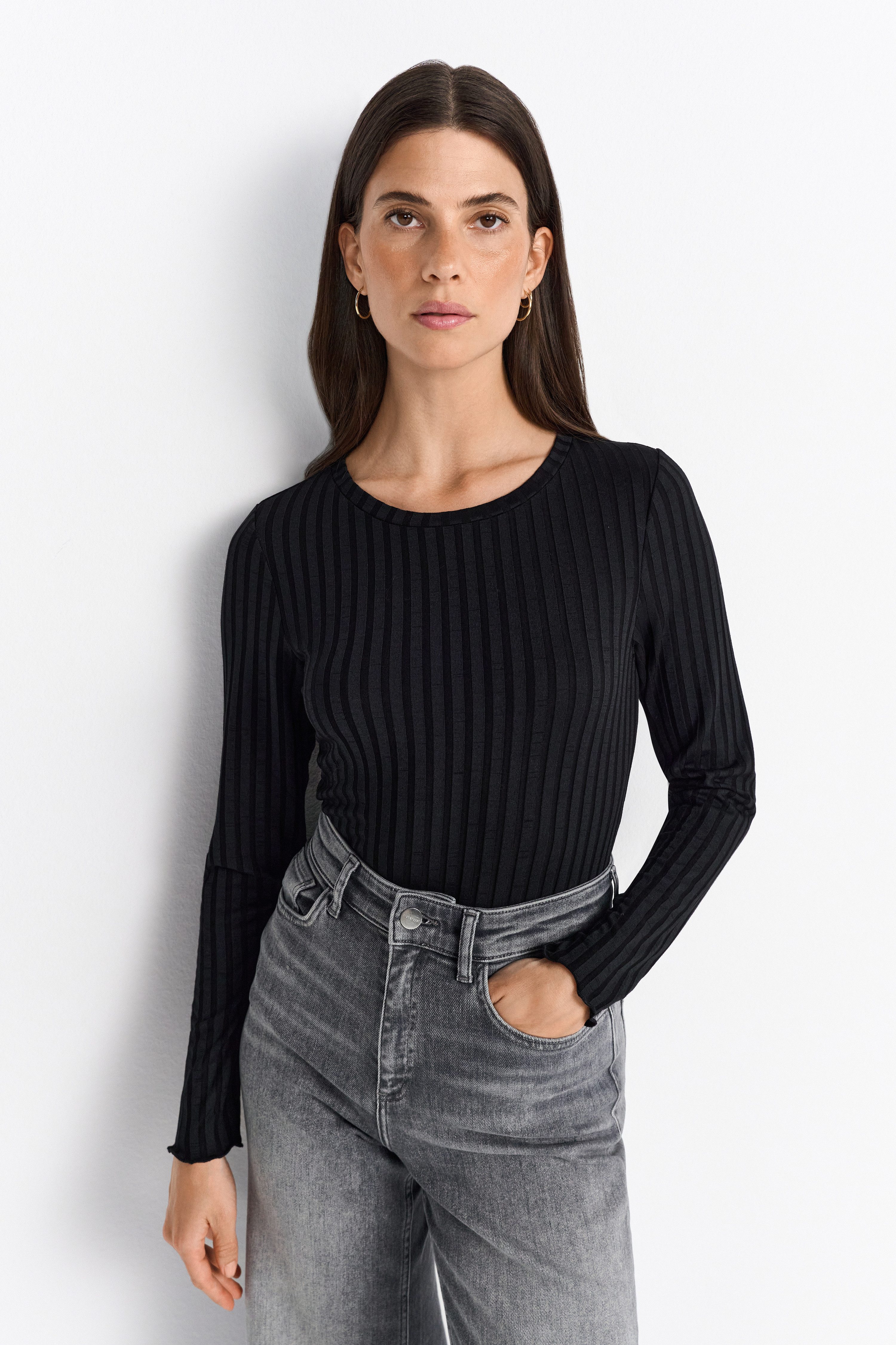 RICHROYAL Longsleeve perfekt zum drunterziehen, mit Rollkante am Ausschnitt