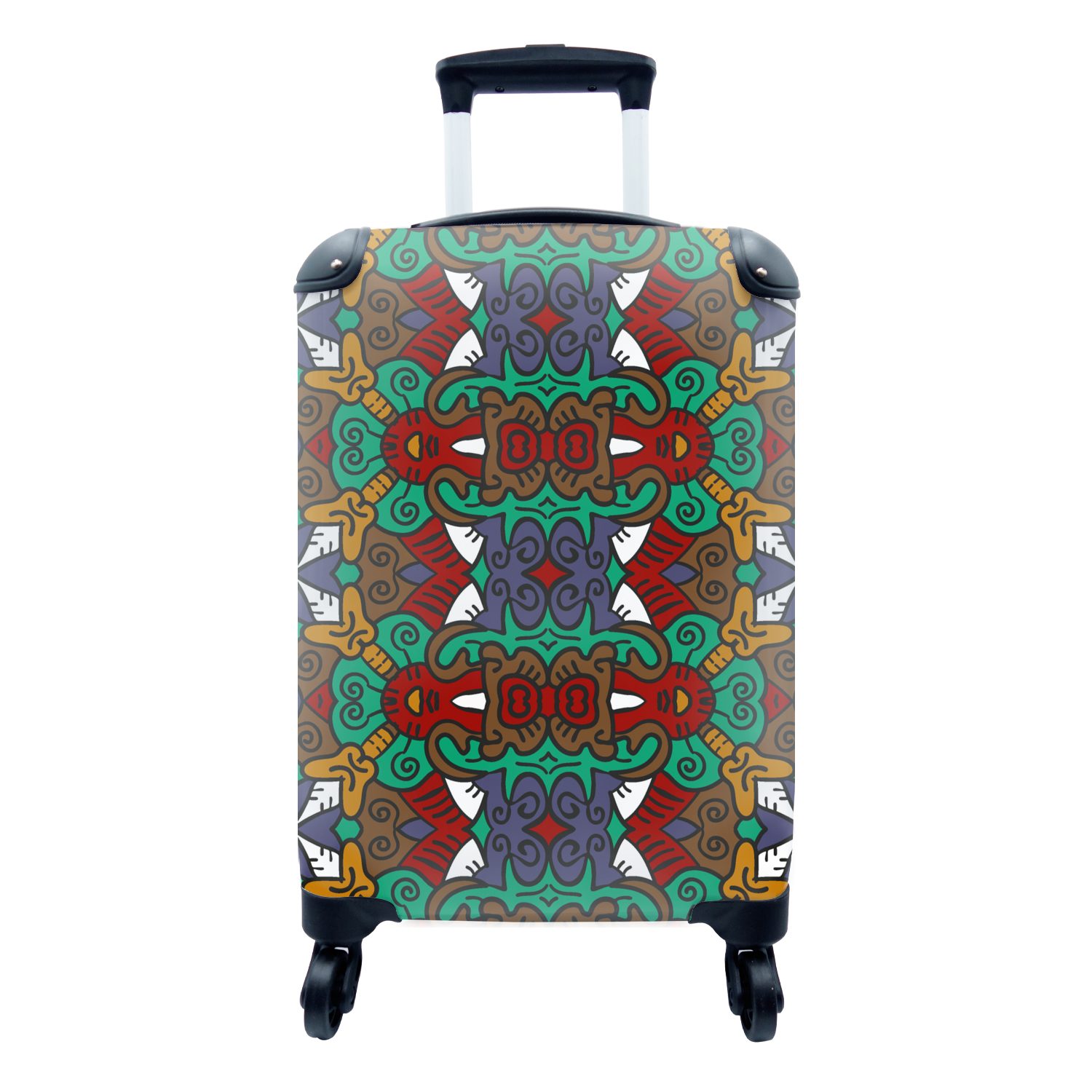 MuchoWow Handgepäckkoffer Afrika - Muster - Abstrakt - Grün, 4 Rollen, Reisetasche mit rollen, Handgepäck für Ferien, Trolley, Reisekoffer